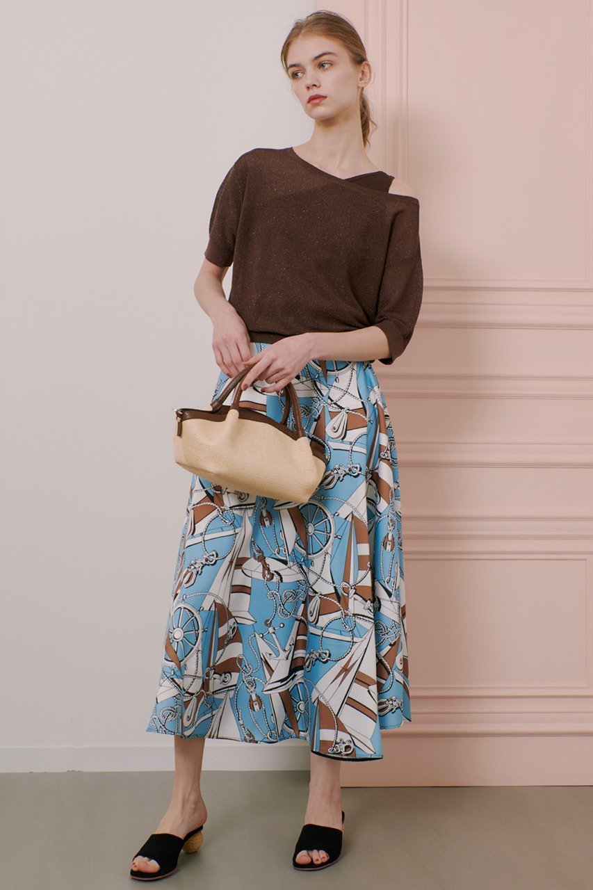 【アルアバイル/allureville】の【LOULOU WILLOUGHBY】RATTIマリーナプリントフレアスカート 人気、トレンドファッション・服の通販 founy(ファニー) 　ファッション　Fashion　レディースファッション　Fashion for Women　スカート　Skirts　Aライン・フレアスカート　A-Line & Flared Skirts　ロングスカート　Long Skirts / Maxi & Midi Skirts　おすすめ　Recommended / Our Picks　イタリア　Italy　セットアップ　Set-Up, Coordinated Outfit　フレア　Flare, Flared　フレアースカート　Flared Skirt, A-Line Skirt　プリント　Print, Printed Pattern　モチーフ　Motif, Design Theme　ラップ　Wrap, Wrap Design　ロング　Long, Long-Length　夏　Summer　無地　Plain, Solid Color　other-7|ID: prp329100004486855 ipo3291000000032846970