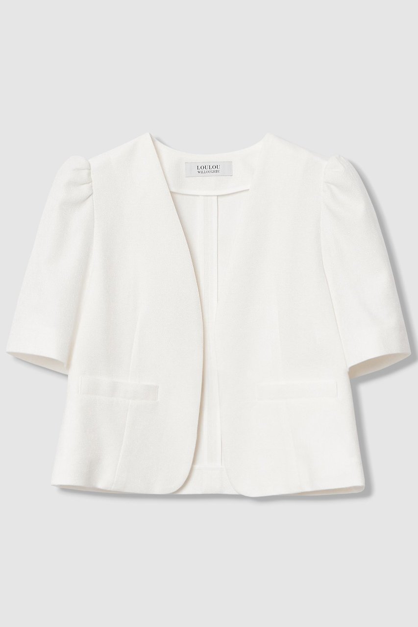 【アルアバイル/allureville】の【LOULOU WILLOUGHBY】ブライトリネン半袖ジャケット インテリア・キッズ・メンズ・レディースファッション・服の通販 founy(ファニー) 　ファッション　Fashion　レディースファッション　Fashion for Women　アウター　Coat / Outerwear Collection　レディースジャケット・軽アウター　Jackets　2026年　2026　コンパクト　Compact, Small Size　ジャケット　Jacket, Outerwear　バランス　Balance, Style Balance　エレガント 上品　Elegant　半袖　Short Sleeve, Half Sleeve　夏　Summer　春　Spring　S/S・春夏　SS, Spring/Summer, Warm Season　ホワイト|ID: prp329100004486858 ipo3291000000036233132