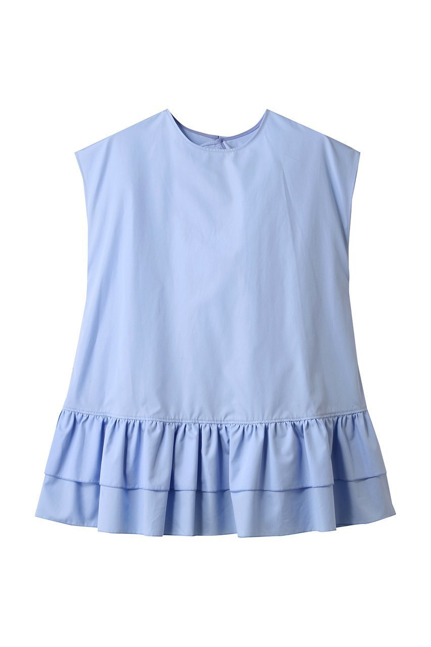 【アルアバイル/allureville】の【Loulou Willoughby】ブロードフリルブラウス インテリア・キッズ・メンズ・レディースファッション・服の通販 founy(ファニー) 　ファッション　Fashion　レディースファッション　WOMEN　トップス・カットソー　Tops/Tshirt　キャミソール / ノースリーブ　No Sleeves　シャツ/ブラウス　Shirts/Blouses　スリーブ　Sleeve　デニム　Denim　ノースリーブ　No Sleeve　フェミニン　Feminine　フリル　Frills　フレンチ　French　ボトム　Bottom　サックス|ID: prp329100004486859 ipo3291000000031630459