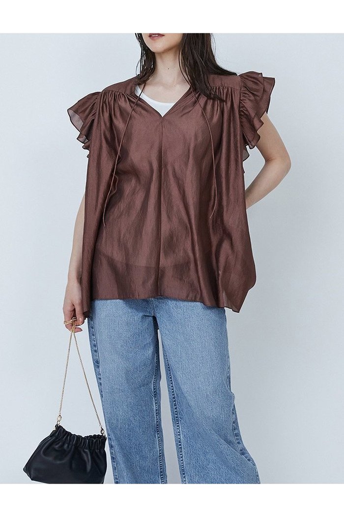 【プルミエ アロンディスモン/1er Arrondissement】の【WEB限定】ワッシャーサテンフリルスリーブブラウス インテリア・キッズ・メンズ・レディースファッション・服の通販 founy(ファニー) https://founy.com/ ファッション Fashion レディースファッション WOMEN トップス・カットソー Tops/Tshirt シャツ/ブラウス Shirts/Blouses おすすめ Recommend エアリー Airy サテン Satin ショート Short スキッパー Skipper スリーブ Sleeve ボトム Bottom マニッシュ Mannish エレガント 上品 Elegant 夏 Summer |ID: prp329100004486889 ipo3291000000031630664