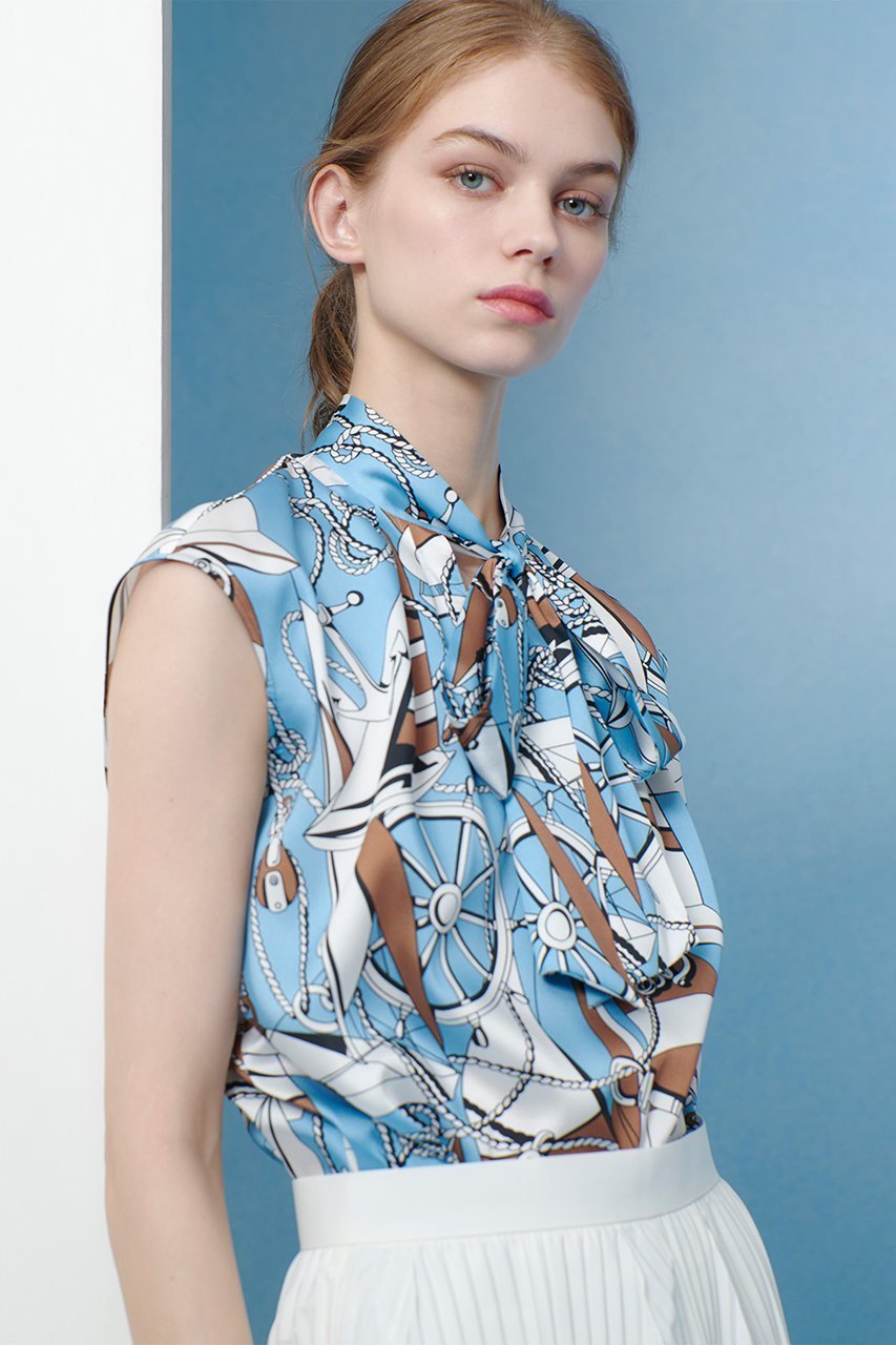 【アルアバイル/allureville】の【LOULOU WILLOUGHBY】RATTI マリーナプリント ブラウス 人気、トレンドファッション・服の通販 founy(ファニー) 　ファッション　Fashion　レディースファッション　Fashion for Women　トップス・カットソー　Cut & Sew Tops　キャミソール&ノースリーブ　Camisoles & Sleeveless Tops　シャツ・ブラウス・オフィスカジュアル　Elegant Blouses & Button-Ups　イタリア　Italy　シンプル　Simple, Minimal　スリーブ　Sleeve, Long Sleeve / Short Sleeve　セットアップ　Set-Up, Coordinated Outfit　ノースリーブ　Sleeveless, No-Sleeve　フレンチ　French, French Style　プリント　Print, Printed Pattern　モチーフ　Motif, Design Theme　エレガント 上品　Elegant　夏　Summer　other-7|ID: prp329100004486897 ipo3291000000032905094