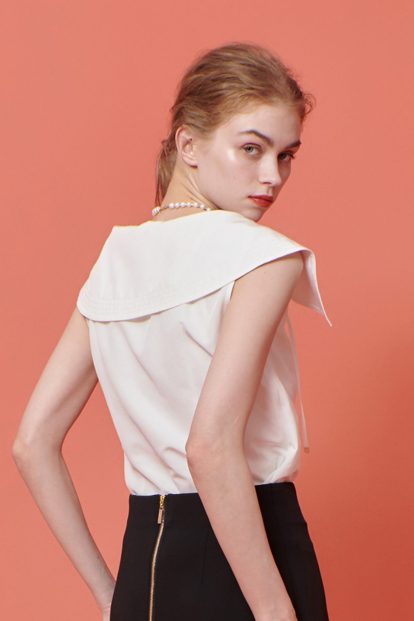 【アルアバイル/allureville】の【LOULOU WILLOUGHBY】グログランセーラーブラウス 人気、トレンドファッション・服の通販 founy(ファニー) 　ファッション　Fashion　レディースファッション　Fashion for Women　トップス・カットソー　Cut & Sew Tops　キャミソール&ノースリーブ　Camisoles & Sleeveless Tops　シャツ・ブラウス・オフィスカジュアル　Elegant Blouses & Button-Ups　グログラン　Grosgrain, Grosgrain Ribbon　シェイプ　Shape, Slim Fit　デコルテ　Décolleté, Neckline　ノースリーブ　Sleeveless, No-Sleeve　other-3|ID: prp329100004486901 ipo3291000000032707273