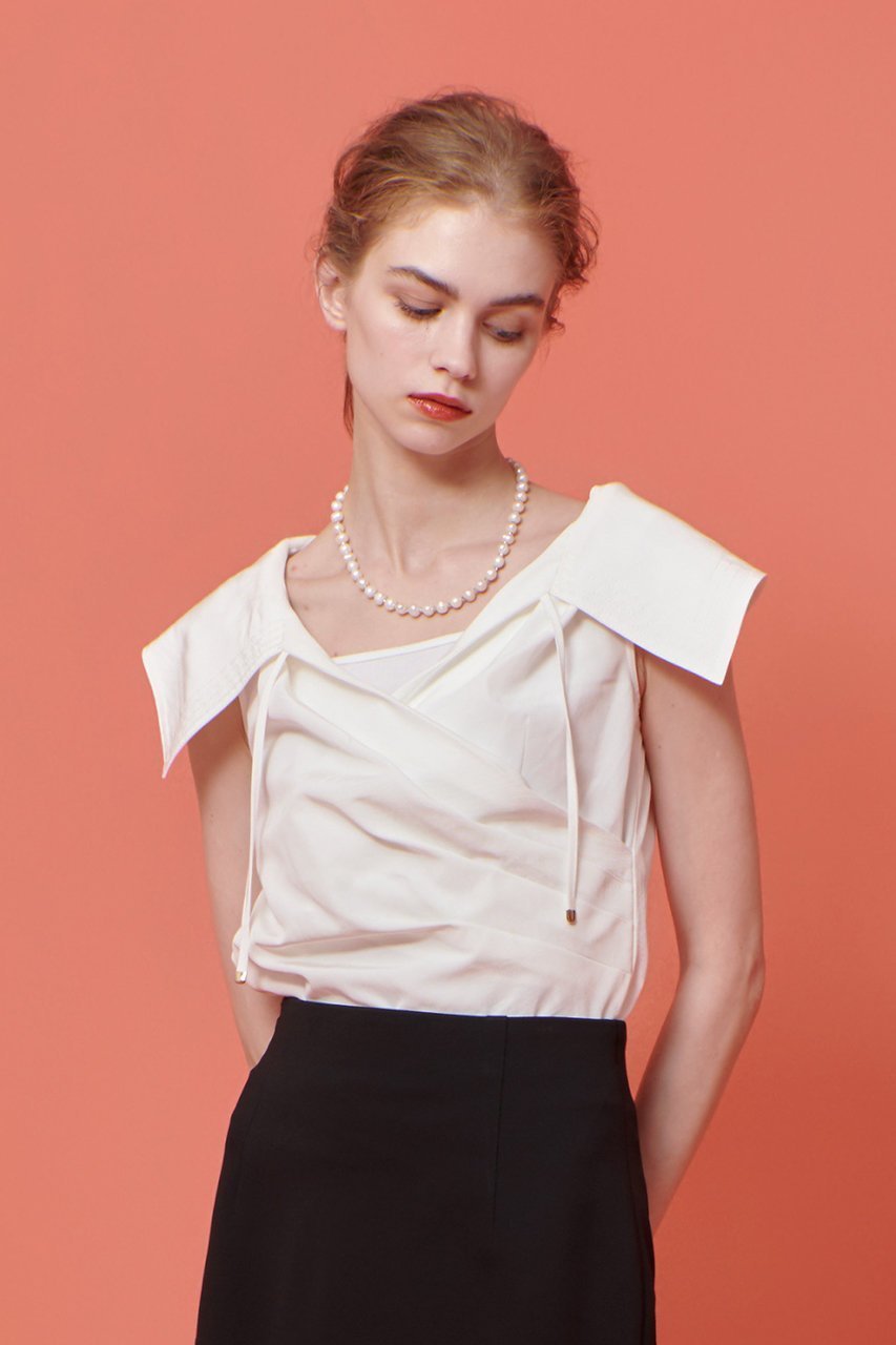【アルアバイル/allureville】の【LOULOU WILLOUGHBY】グログランセーラーブラウス 人気、トレンドファッション・服の通販 founy(ファニー) 　ファッション　Fashion　レディースファッション　Fashion for Women　トップス・カットソー　Cut & Sew Tops　キャミソール&ノースリーブ　Camisoles & Sleeveless Tops　シャツ・ブラウス・オフィスカジュアル　Elegant Blouses & Button-Ups　グログラン　Grosgrain, Grosgrain Ribbon　シェイプ　Shape, Slim Fit　デコルテ　Décolleté, Neckline　ノースリーブ　Sleeveless, No-Sleeve　other-6|ID: prp329100004486901 ipo3291000000032707276