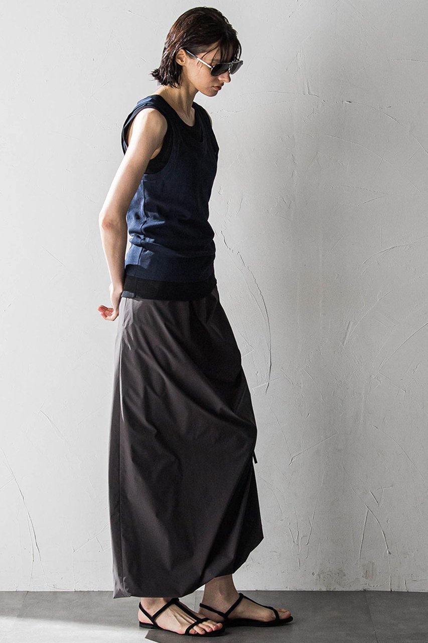 【エッセン ロートレアモン/ESSEN LAUTREAMONT】のポリエステルストレッチ撥水加工スカート 人気、トレンドファッション・服の通販 founy(ファニー) 　ファッション　Fashion　レディースファッション　Fashion for Women　スカート　Skirts　ロングスカート　Long Skirts / Maxi & Midi Skirts　ギャザー　Gathered, Ruffled　ストレッチ　Stretch, Stretchy Fabric　タイプライター　Typewriter Fabric, Crisp Cotton　バルーン　Balloon, Balloon Silhouette　フォルム　Silhouette, Form　ロング　Long, Long-Length　再入荷　Restock / Back in Stock　other-7|ID: prp329100004486925 ipo3291000000032807017