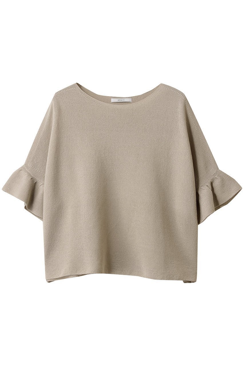【アナイ/ANAYI】の和紙ガーターフリル袖プルオーバー インテリア・キッズ・メンズ・レディースファッション・服の通販 founy(ファニー) 　ファッション　Fashion　レディースファッション　Fashion for Women　トップス・カットソー　Cut & Sew Tops　ニット　Knit Tops & Sweaters　カジュアルプルオーバー・ニットトップス　Pullovers & Knit Tops / Casual Pullovers　ボリューム袖・フリルスリーブブラウス　Voluminous & Ruffle Sleeves / Puffy Sleeve Tops　ギャザー　Gathered, Ruffled　フリル　Frill, Ruffle　ボトム　Bottoms, Lower Wear　ワイド　Wide, Wide Fit　ベージュ|ID: prp329100004486930 ipo3291000000032809882