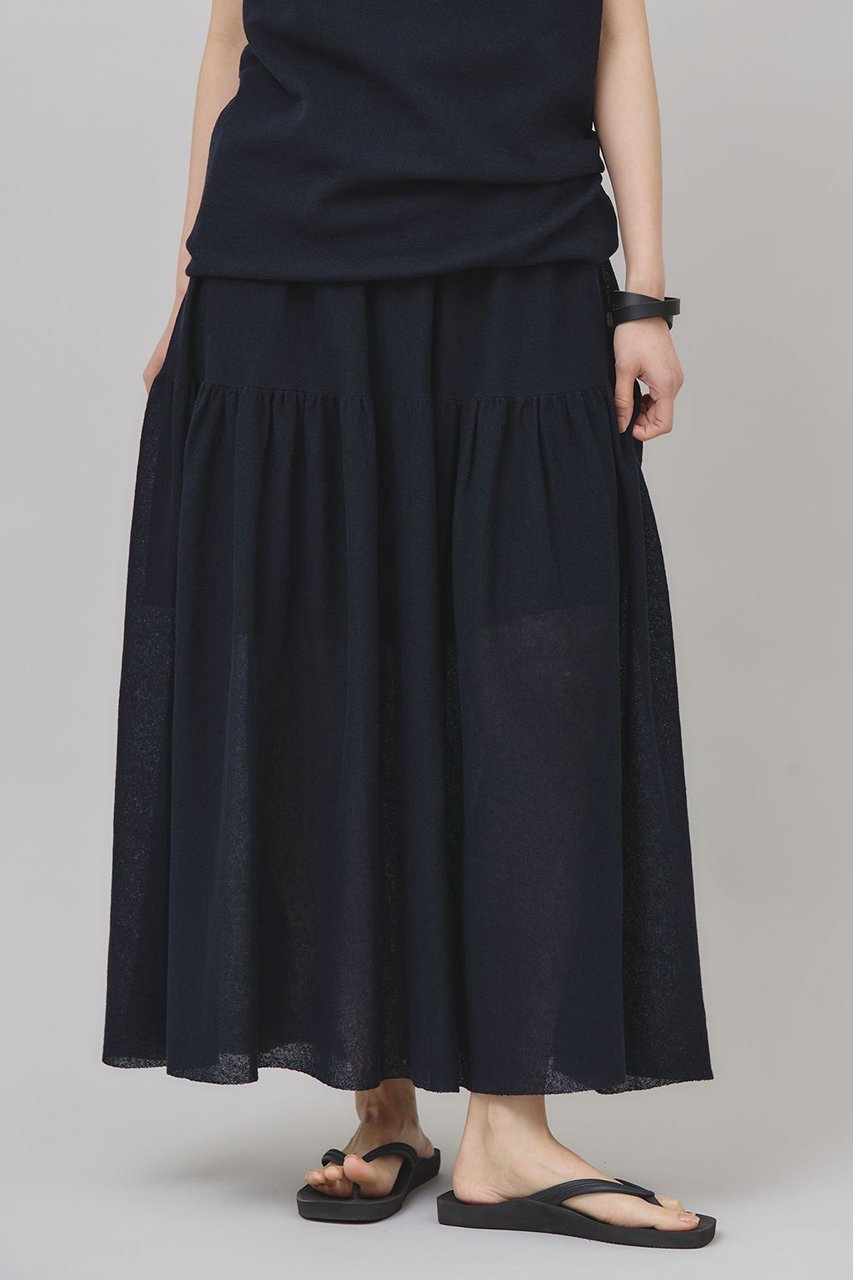 【カレンソロジー/Curensology】のリネンミックスニットスカート インテリア・キッズ・メンズ・レディースファッション・服の通販 founy(ファニー) 　ファッション　Fashion　レディースファッション　Fashion for Women　スカート　Skirts　ロングスカート　Long Skirts / Maxi & Midi Skirts　おすすめ　Recommended / Our Picks　アクセサリー　Fashion Accessories　ギャザー　Gathered, Ruffled　セットアップ　Set-Up, Coordinated Outfit　ペチコート　Petticoat, Underskirt　リネン　Linen, Linen Fabric　ロング　Long, Long-Length　再入荷　Restock / Back in Stock　ネイビー|ID: prp329100004486939 ipo3291000000032614593