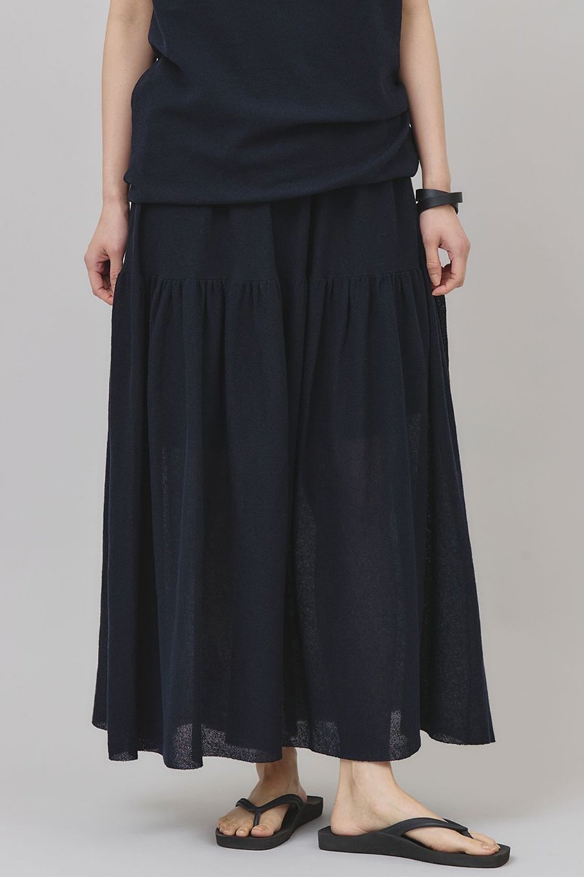 【カレンソロジー/Curensology】のリネンミックスニットスカート 人気、トレンドファッション・服の通販 founy(ファニー) 　ファッション　Fashion　レディースファッション　Fashion for Women　スカート　Skirts　ロングスカート　Long Skirts / Maxi & Midi Skirts　おすすめ　Recommended / Our Picks　アクセサリー　Fashion Accessories　ギャザー　Gathered, Ruffled　セットアップ　Set-Up, Coordinated Outfit　ペチコート　Petticoat, Underskirt　リネン　Linen, Linen Fabric　ロング　Long, Long-Length　再入荷　Restock / Back in Stock　other-2|ID: prp329100004486939 ipo3291000000032614594