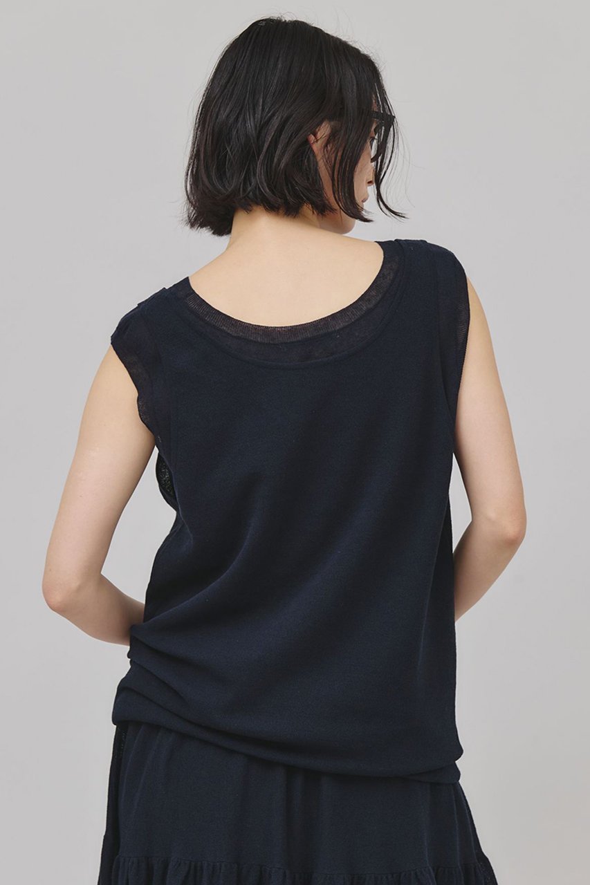 【カレンソロジー/Curensology】のレイヤードリネンニットプルオーバー 人気、トレンドファッション・服の通販 founy(ファニー) 　ファッション　Fashion　レディースファッション　Fashion for Women　トップス・カットソー　Cut & Sew Tops　ニット　Knit Tops & Sweaters　カジュアルプルオーバー・ニットトップス　Pullovers & Knit Tops / Casual Pullovers　おすすめ　Recommended / Our Picks　ストレート　Straight, Straight Cut　セットアップ　Set-Up, Coordinated Outfit　チュニック　Tunic, Long Top　フィット　Fit, Slim Fit　リネン　Linen, Linen Fabric　other-4|ID: prp329100004486941 ipo3291000000032614605