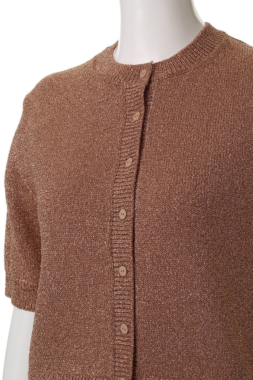 【ベイジ,/BEIGE,】のVANDA(バンダ)/ラメ入りクルーネック半袖カーディガン 人気、トレンドファッション・服の通販 founy(ファニー) 　ファッション　Fashion　レディースファッション　Fashion for Women　トップス・カットソー　Cut & Sew Tops　ニット　Knit Tops & Sweaters　カーディガン・羽織り　Layered Style Cardigans　カジュアルプルオーバー・ニットトップス　Pullovers & Knit Tops / Casual Pullovers　おすすめ　Recommended / Our Picks　カーディガン　Cardigan, Knitwear　コンパクト　Compact, Small Size　トレンド　Trend, Trending Now　フロント　Front, Front Design　ボトム　Bottoms, Lower Wear　ワイド　Wide, Wide Fit　エレガント 上品　Elegant　半袖　Short Sleeve, Half Sleeve　other-5|ID: prp329100004486986 ipo3291000000032929024