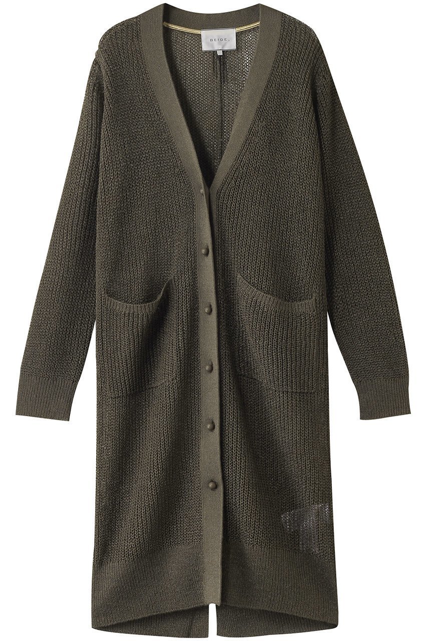 【ベイジ,/BEIGE,】のOPTICAL(オプティカル)/ペーパーヤーンVネックロングカーディガン インテリア・キッズ・メンズ・レディースファッション・服の通販 founy(ファニー) 　ファッション　Fashion　レディースファッション　WOMEN　トップス・カットソー　Tops/Tshirt　ニット　Knit Tops　カーディガン　Cardigans　Vネック　V-Neck　カーディガン　Cardigan　リラックス　Relax　ロング　Long　夏　Summer　NEW・新作・新着・新入荷　New Arrivals　春　Spring　S/S・春夏　Ss・Spring/Summer　Khaki|ID: prp329100004486988 ipo3291000000031631616