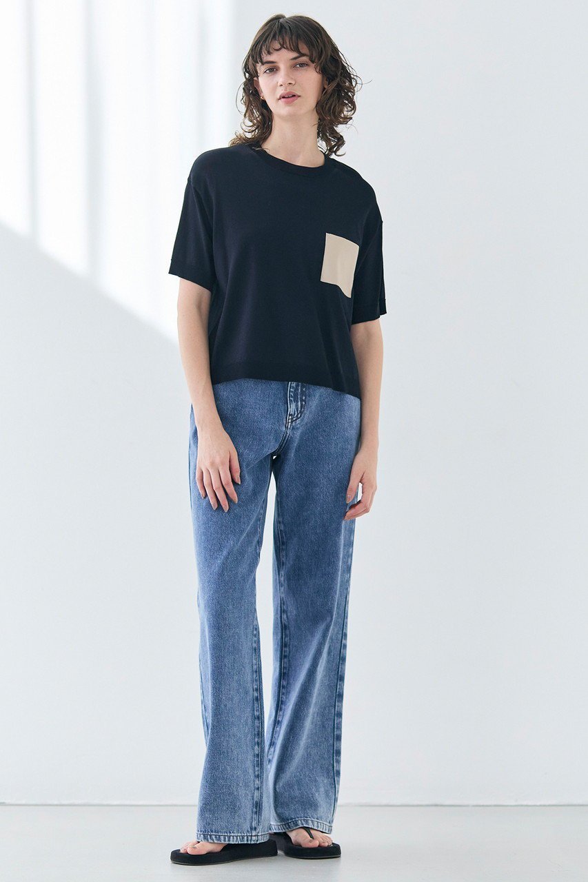 【ベイジ,/BEIGE,】のNADIA(ナディア)/レザーポケット付き半袖ニットTシャツ(ウォッシャブル) 人気、トレンドファッション・服の通販 founy(ファニー) 　ファッション　Fashion　レディースファッション　WOMEN　トップス・カットソー　Tops/Tshirt　ニット　Knit Tops　シャツ/ブラウス　Shirts/Blouses　ロング / Tシャツ　T-Shirts　プルオーバー　Pullover　おすすめ　Recommend　ウォッシャブル　Washable　スウェット　Sweat　ストレッチ　Stretch　ファブリック　Fabric　ポケット　Pocket　ワイド　Wide　半袖　Short Sleeve　other-6|ID: prp329100004486989 ipo3291000000031987616
