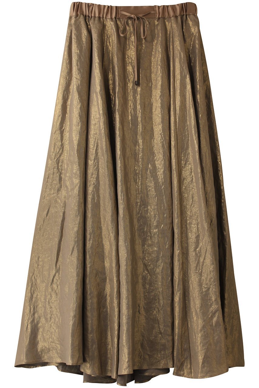 【ヒューエルミュージアム/hueLe Museum】の【STUMBLY】Foil Printed Skirt インテリア・キッズ・メンズ・レディースファッション・服の通販 founy(ファニー) 　ファッション　Fashion　レディースファッション　Fashion for Women　スカート　Skirts　ロングスカート　Long Skirts / Maxi & Midi Skirts　エレガント 上品　Elegant　シンプル　Simple, Minimal　ドローストリング　Drawstring, Pull Cord　フィット　Fit, Slim Fit　フレア　Flare, Flared　プリント　Print, Printed Pattern　メタリック　Metallic, Shiny Finish　ロング　Long, Long-Length　ゴールド|ID: prp329100004487016 ipo3291000000032824288
