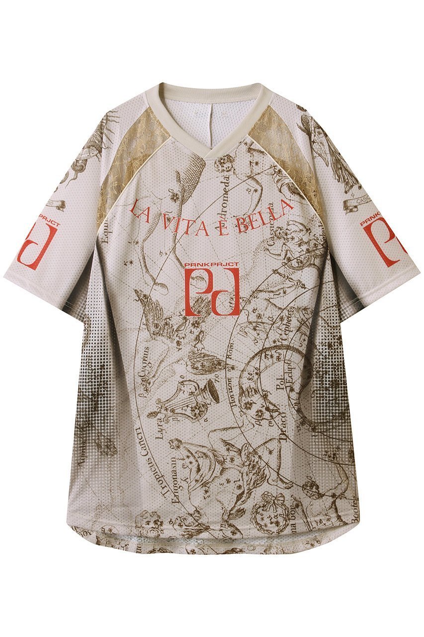 【プランク プロジェクト/PRANK PROJECT】のアストロノミーゲームシャツ / Astronomy Game Shirt インテリア・キッズ・メンズ・レディースファッション・服の通販 founy(ファニー) 　ファッション　Fashion　レディースファッション　Fashion for Women　トップス・カットソー　Cut & Sew Tops　シャツ・ブラウス・オフィスカジュアル　Elegant Blouses & Button-Ups　ロングTシャツ・Tシャツ　Longline T-Shirts & Tees　カットソー・ベーシックTシャツ　Cut-and-Sewn Tops / Stretch Tees & Basics　グラデーション　Gradient, Ombre　ショート　Short, Short Length　スポーティ　Sporty, Casual Athletic　スリーブ　Sleeve, Long Sleeve / Short Sleeve　ドット　Polka Dot, Dot Pattern　プリント　Print, Printed Pattern　メッシュ　Mesh, Net Fabric　レース　Lace, Lace Fabric　ロマンティック　Romantic, Feminine Style　BGE(ベージュ)|ID: prp329100004488829 ipo3291000000036097114