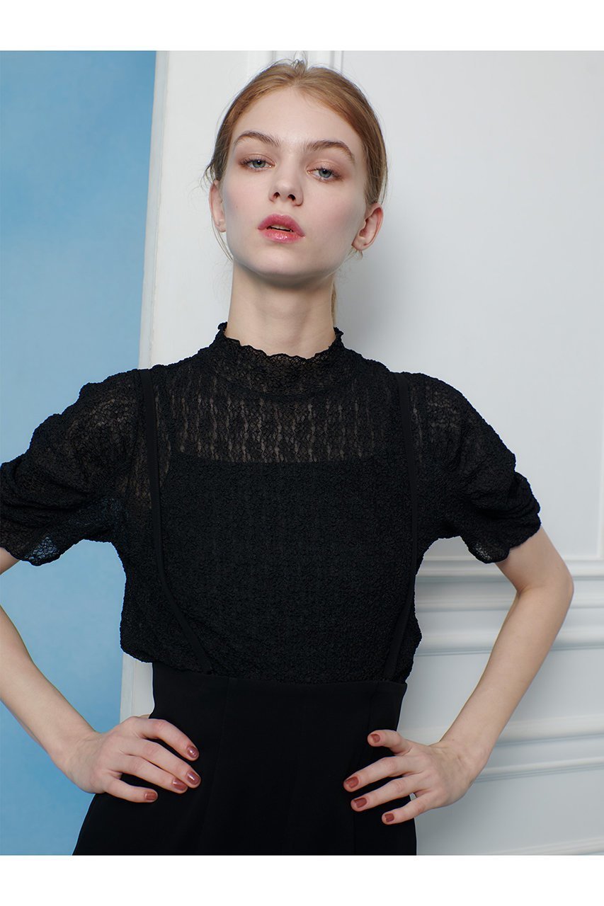 【アルアバイル/allureville】の【LOULOU WILLOUGHBY】シアーレーシーパフプルオーバー 人気、トレンドファッション・服の通販 founy(ファニー) 　ファッション　Fashion　レディースファッション　Fashion for Women　トップス・カットソー　Cut & Sew Tops　シャツ・ブラウス・オフィスカジュアル　Elegant Blouses & Button-Ups　ロングTシャツ・Tシャツ　Longline T-Shirts & Tees　カジュアルプルオーバー・ニットトップス　Pullovers & Knit Tops / Casual Pullovers　カットソー・ベーシックTシャツ　Cut-and-Sewn Tops / Stretch Tees & Basics　ギャザー　Gathered, Ruffled　ショート　Short, Short Length　ジャカード／ジャガード　Jacquard, Woven Pattern　スリーブ　Sleeve, Long Sleeve / Short Sleeve　再入荷　Restock / Back in Stock　夏　Summer　other-7|ID: prp329100004488832 ipo3291000000032707237