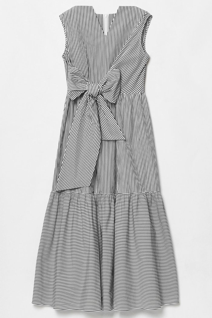 【アルアバイル/allureville】の【LOULOU WILLOUGHBY】ストライプリボンワンピース インテリア・キッズ・メンズ・レディースファッション・服の通販 founy(ファニー) https://founy.com/ ファッション Fashion レディースファッション Fashion for Women ワンピース Dresses チュニック Tunic Tops & Dresses ストライプ Stripe, Striped Pattern チュニック Tunic, Long Top ティアード Tiered, Tiered Style フィット Fit, Slim Fit フェミニン Feminine, Girly ロング Long, Long-Length 切替 Switching, Contrast Panel 夏 Summer |ID: prp329100004488833 ipo3291000000032861344