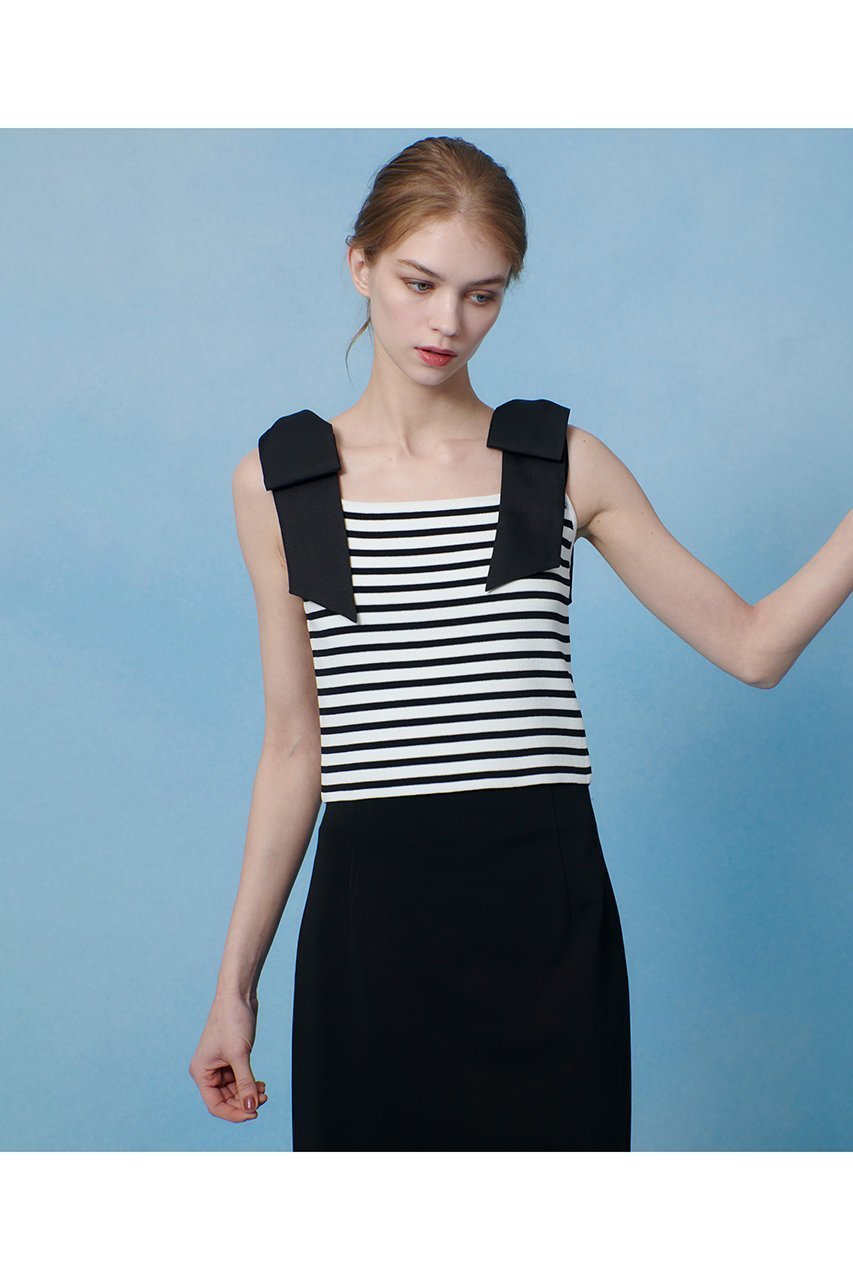 【アルアバイル/allureville】の【LOULOU WILLOUGHBY】ショルダーリボンミニタンクプルオーバー 人気、トレンドファッション・服の通販 founy(ファニー) 　ファッション　Fashion　レディースファッション　Fashion for Women　トップス・カットソー　Cut & Sew Tops　ニット　Knit Tops & Sweaters　カジュアルプルオーバー・ニットトップス　Pullovers & Knit Tops / Casual Pullovers　アシンメトリー　Asymmetrical Style　ショルダー　Shoulder, Shoulder Strap　シンプル　Simple, Minimal　タンク　Tank Top, Sleeveless Top　トレンド　Trend, Trending Now　リボン　Ribbon, Bow　今季　This Season, Current Season　other-5|ID: prp329100004488850 ipo3291000000032807489