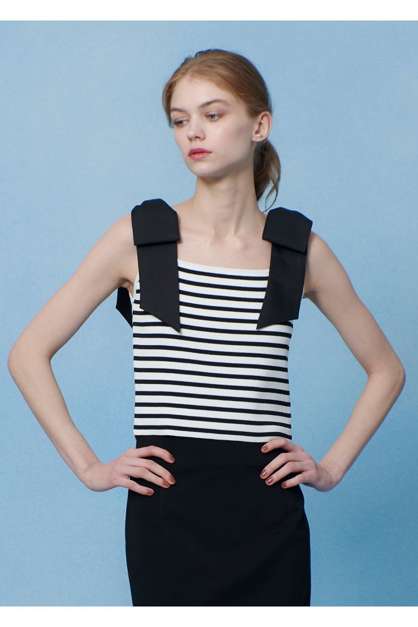 【アルアバイル/allureville】の【LOULOU WILLOUGHBY】ショルダーリボンミニタンクプルオーバー 人気、トレンドファッション・服の通販 founy(ファニー) 　ファッション　Fashion　レディースファッション　Fashion for Women　トップス・カットソー　Cut & Sew Tops　ニット　Knit Tops & Sweaters　カジュアルプルオーバー・ニットトップス　Pullovers & Knit Tops / Casual Pullovers　アシンメトリー　Asymmetrical Style　ショルダー　Shoulder, Shoulder Strap　シンプル　Simple, Minimal　タンク　Tank Top, Sleeveless Top　トレンド　Trend, Trending Now　リボン　Ribbon, Bow　今季　This Season, Current Season　other-8|ID: prp329100004488850 ipo3291000000032807492
