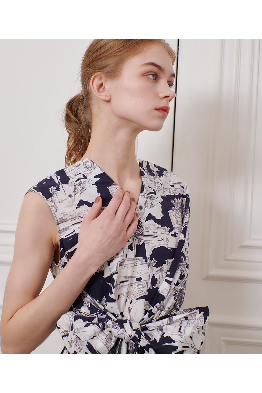 【アルアバイル/allureville】の【LOULOU WILLOUGHBY】サマーナイトプリント リボンワンピース 人気、トレンドファッション・服の通販 founy(ファニー) 　ファッション　Fashion　レディースファッション　Fashion for Women　ワンピース　Dresses　チュニック　Tunic Tops & Dresses　イタリア　Italy　チュニック　Tunic, Long Top　ドレス　Dress, One-Piece　プリント　Print, Printed Pattern　リボン　Ribbon, Bow　ロング　Long, Long-Length　夏　Summer　other-8|ID: prp329100004488853 ipo3291000000032707249