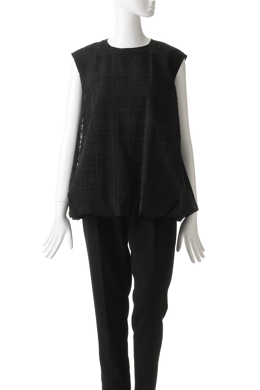 【エリオポール/heliopole】のバルーンヘムブラウス 人気、トレンドファッション・服の通販 founy(ファニー) 　ファッション　Fashion　レディースファッション　Fashion for Women　トップス・カットソー　Cut & Sew Tops　キャミソール&ノースリーブ　Camisoles & Sleeveless Tops　シャツ・ブラウス・オフィスカジュアル　Elegant Blouses & Button-Ups　シアー　Sheer, See-Through　チェック　Check, Plaid, Tartan　ノースリーブ　Sleeveless, No-Sleeve　夏　Summer　春　Spring　S/S・春夏　SS, Spring/Summer, Warm Season　other-2|ID: prp329100004488857 ipo3291000000032837261