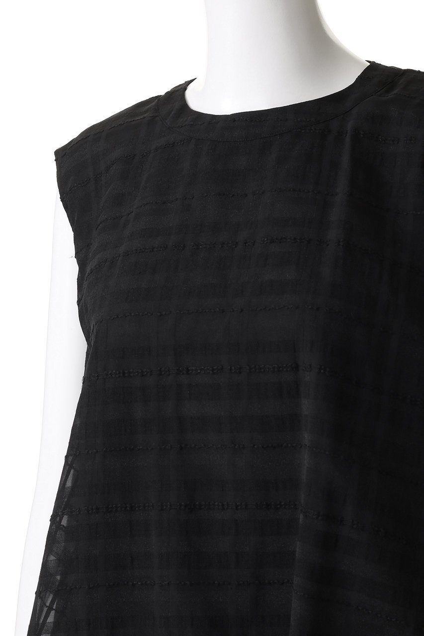 【エリオポール/heliopole】のバルーンヘムブラウス 人気、トレンドファッション・服の通販 founy(ファニー) 　ファッション　Fashion　レディースファッション　Fashion for Women　トップス・カットソー　Cut & Sew Tops　キャミソール&ノースリーブ　Camisoles & Sleeveless Tops　シャツ・ブラウス・オフィスカジュアル　Elegant Blouses & Button-Ups　シアー　Sheer, See-Through　チェック　Check, Plaid, Tartan　ノースリーブ　Sleeveless, No-Sleeve　夏　Summer　春　Spring　S/S・春夏　SS, Spring/Summer, Warm Season　other-5|ID: prp329100004488857 ipo3291000000032837276