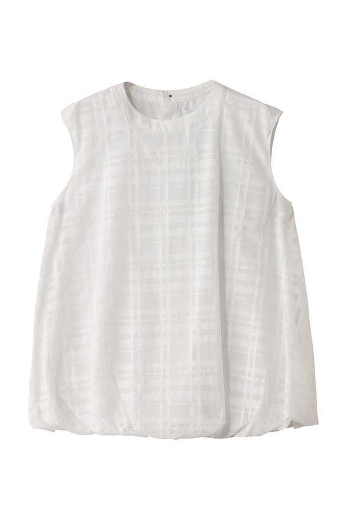 【エリオポール/heliopole】のバルーンヘムブラウス インテリア・キッズ・メンズ・レディースファッション・服の通販 founy(ファニー) https://founy.com/ ファッション Fashion レディースファッション Fashion for Women トップス・カットソー Cut & Sew Tops キャミソール&ノースリーブ Camisoles & Sleeveless Tops シャツ・ブラウス・オフィスカジュアル Elegant Blouses & Button-Ups シアー Sheer, See-Through チェック Check, Plaid, Tartan ノースリーブ Sleeveless, No-Sleeve 夏 Summer 春 Spring S/S・春夏 SS, Spring/Summer, Warm Season |ID: prp329100004488857 ipo3291000000035062654