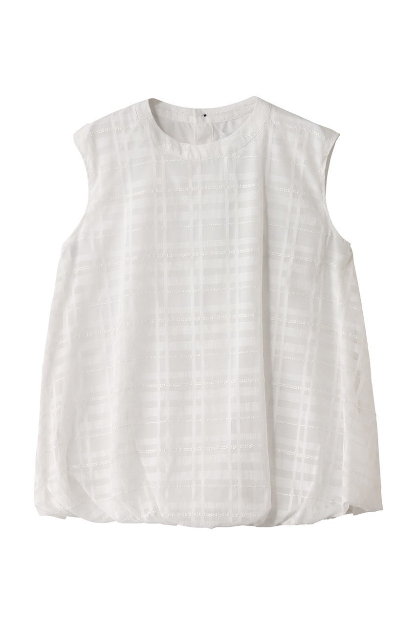 【エリオポール/heliopole】のバルーンヘムブラウス インテリア・キッズ・メンズ・レディースファッション・服の通販 founy(ファニー) 　ファッション　Fashion　レディースファッション　Fashion for Women　トップス・カットソー　Cut & Sew Tops　キャミソール&ノースリーブ　Camisoles & Sleeveless Tops　シャツ・ブラウス・オフィスカジュアル　Elegant Blouses & Button-Ups　シアー　Sheer, See-Through　チェック　Check, Plaid, Tartan　ノースリーブ　Sleeveless, No-Sleeve　夏　Summer　春　Spring　S/S・春夏　SS, Spring/Summer, Warm Season　ホワイト|ID: prp329100004488857 ipo3291000000036029263