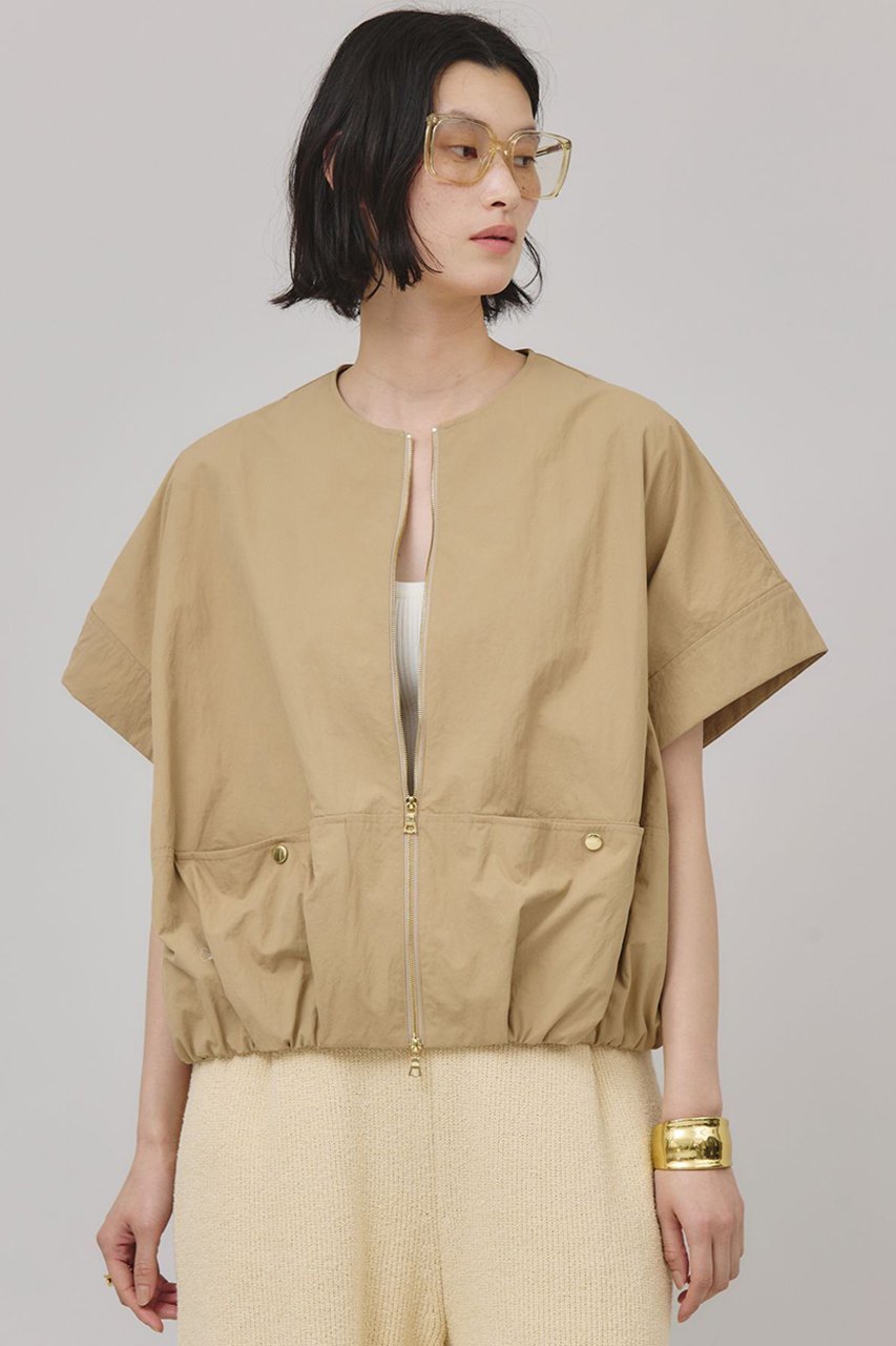 【カレンソロジー/Curensology】のタスランジップブラウス 人気、トレンドファッション・服の通販 founy(ファニー) 　ファッション　Fashion　レディースファッション　Fashion for Women　トップス・カットソー　Cut & Sew Tops　シャツ・ブラウス・オフィスカジュアル　Elegant Blouses & Button-Ups　ギャザー　Gathered, Ruffled　サテン　Satin, Glossy Fabric　ショート　Short, Short Length　ジップ　Zip, Zipper　スリーブ　Sleeve, Long Sleeve / Short Sleeve　バランス　Balance, Style Balance　ブルゾン　Blouson, Bomber Jacket　ワッシャー　Washer, Crinkled Finish　再入荷　Restock / Back in Stock　夏　Summer　日本製　Made In Japan　other-2|ID: prp329100004488876 ipo3291000000032809905