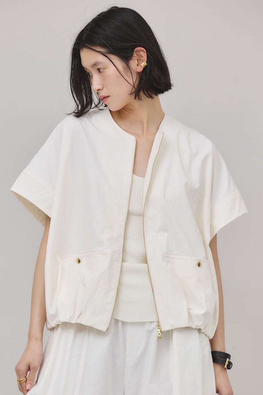 【カレンソロジー/Curensology】のタスランジップブラウス 人気、トレンドファッション・服の通販 founy(ファニー) 　ファッション　Fashion　レディースファッション　Fashion for Women　トップス・カットソー　Cut & Sew Tops　シャツ・ブラウス・オフィスカジュアル　Elegant Blouses & Button-Ups　ギャザー　Gathered, Ruffled　サテン　Satin, Glossy Fabric　ショート　Short, Short Length　ジップ　Zip, Zipper　スリーブ　Sleeve, Long Sleeve / Short Sleeve　バランス　Balance, Style Balance　ブルゾン　Blouson, Bomber Jacket　ワッシャー　Washer, Crinkled Finish　夏　Summer　日本製　Made In Japan　other-3|ID: prp329100004488876 ipo3291000000033706505