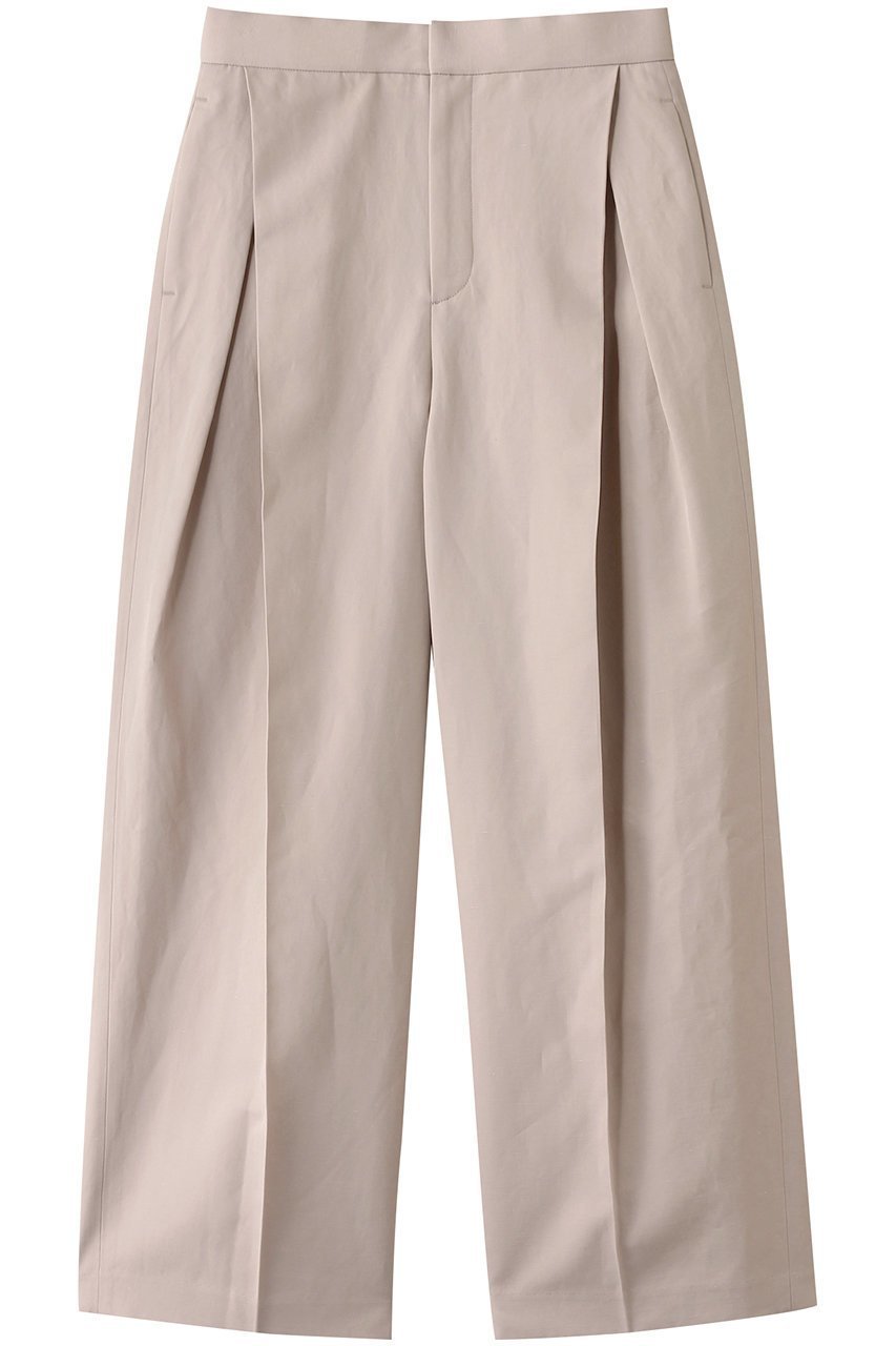 【ハウス オブ ロータス/HOUSE OF LOTUS】のコットンリネンレイヤードタックパンツ インテリア・キッズ・メンズ・レディースファッション・服の通販 founy(ファニー) 　ファッション　Fashion　レディースファッション　Fashion for Women　パンツ　Pants & Trousers　センター　Center, Center Line　フロント　Front, Front Design　リネン　Linen, Linen Fabric　エレガント 上品　Elegant　ライトベージュ|ID: prp329100004488881 ipo3291000000034952593