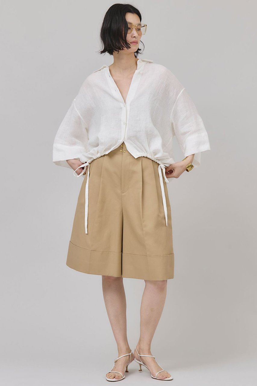 【カレンソロジー/Curensology】のコットンニーレングスワイドパンツ 人気、トレンドファッション・服の通販 founy(ファニー) 　ファッション　Fashion　レディースファッション　Fashion for Women　パンツ　Pants & Trousers　ショートパンツ・ハーフパンツ　High-Waisted & Relaxed Shorts　ショート　Short, Short Length　ダブル　Double, Double-Breasted　夏　Summer　日本製　Made In Japan　other-5|ID: prp329100004488888 ipo3291000000032811678