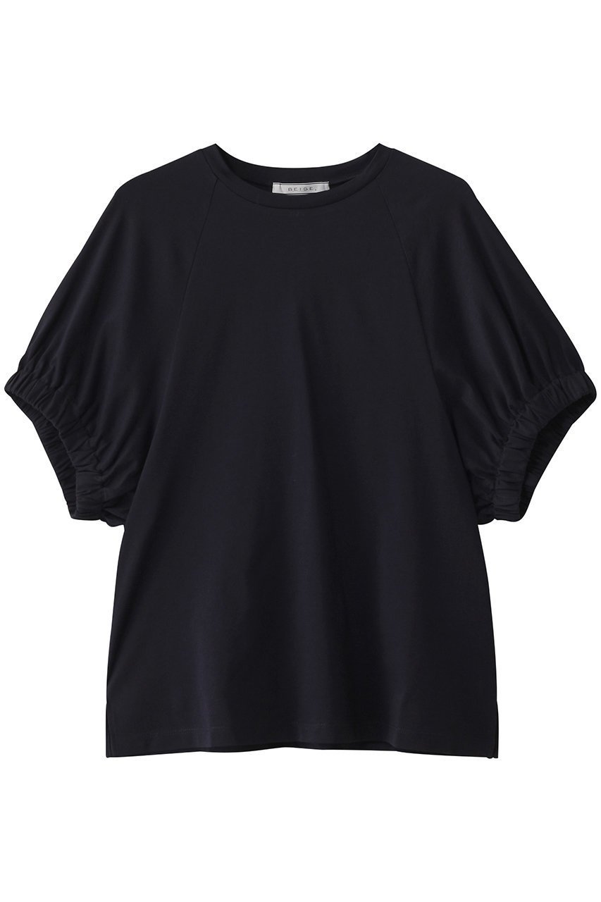 【ベイジ,/BEIGE,】のSTOCK(ストック)/オーガニックコットン半袖ギャザートップス インテリア・キッズ・メンズ・レディースファッション・服の通販 founy(ファニー) 　ファッション　Fashion　レディースファッション　Fashion for Women　トップス・カットソー　Cut & Sew Tops　シャツ・ブラウス・オフィスカジュアル　Elegant Blouses & Button-Ups　ロングTシャツ・Tシャツ　Longline T-Shirts & Tees　カットソー・ベーシックTシャツ　Cut-and-Sewn Tops / Stretch Tees & Basics　なめらか　Smooth, Silky Texture　エレガント 上品　Elegant　ギャザー　Gathered, Ruffled　ショート　Short, Short Length　シンプル　Simple, Minimal　スリーブ　Sleeve, Long Sleeve / Short Sleeve　半袖　Short Sleeve, Half Sleeve　Navy|ID: prp329100004488890 ipo3291000000032852324