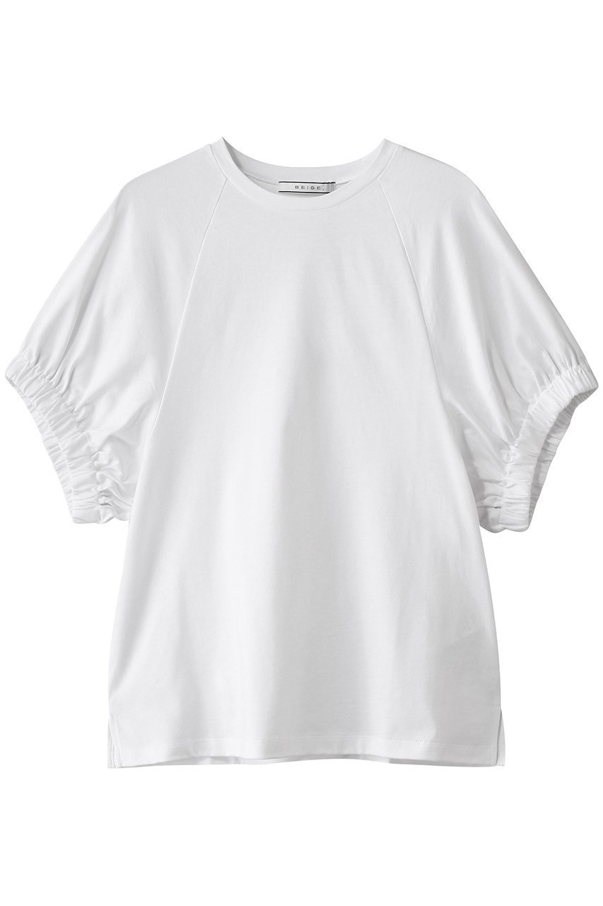 【ベイジ,/BEIGE,】のSTOCK(ストック)/オーガニックコットン半袖ギャザートップス インテリア・キッズ・メンズ・レディースファッション・服の通販 founy(ファニー) 　ファッション　Fashion　レディースファッション　Fashion for Women　トップス・カットソー　Cut & Sew Tops　シャツ・ブラウス・オフィスカジュアル　Elegant Blouses & Button-Ups　ロングTシャツ・Tシャツ　Longline T-Shirts & Tees　カットソー・ベーシックTシャツ　Cut-and-Sewn Tops / Stretch Tees & Basics　なめらか　Smooth, Silky Texture　エレガント 上品　Elegant　ギャザー　Gathered, Ruffled　ショート　Short, Short Length　シンプル　Simple, Minimal　スリーブ　Sleeve, Long Sleeve / Short Sleeve　半袖　Short Sleeve, Half Sleeve　White|ID: prp329100004488890 ipo3291000000035636927