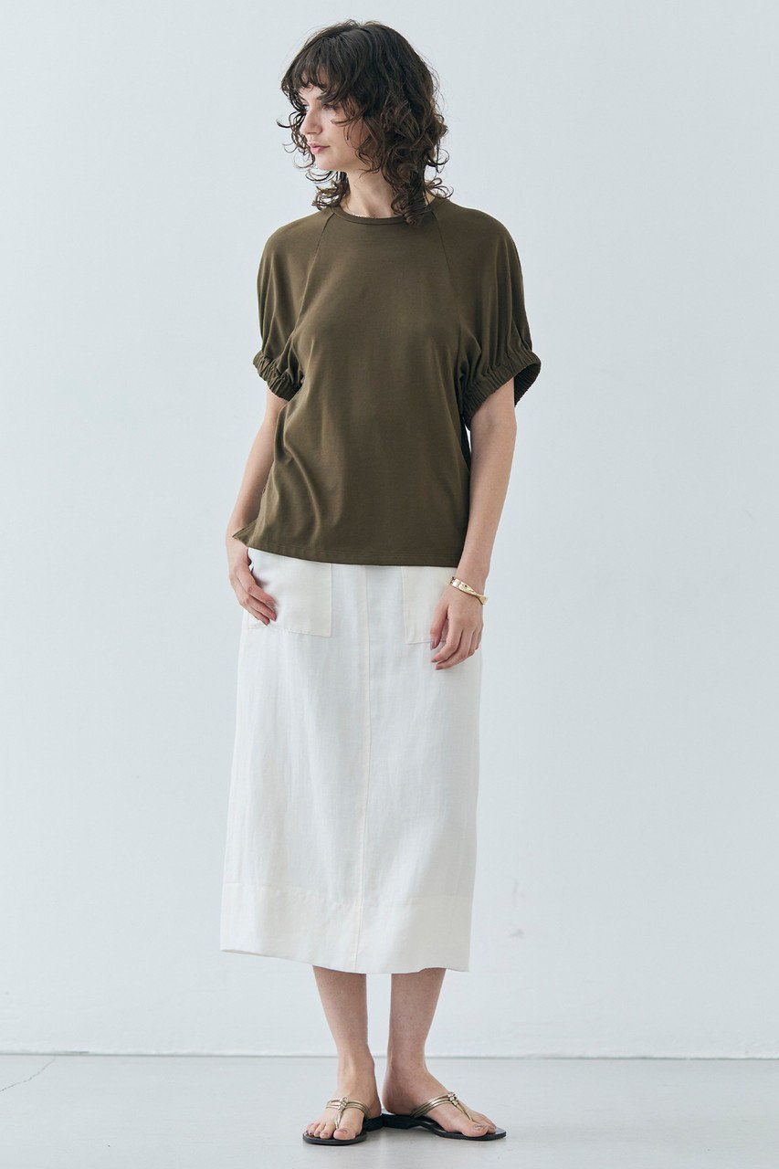 【ベイジ,/BEIGE,】のSTOCK(ストック)/オーガニックコットン半袖ギャザートップス 人気、トレンドファッション・服の通販 founy(ファニー) 　ファッション　Fashion　レディースファッション　Fashion for Women　トップス・カットソー　Cut & Sew Tops　シャツ・ブラウス・オフィスカジュアル　Elegant Blouses & Button-Ups　ロングTシャツ・Tシャツ　Longline T-Shirts & Tees　カットソー・ベーシックTシャツ　Cut-and-Sewn Tops / Stretch Tees & Basics　なめらか　Smooth, Silky Texture　エレガント 上品　Elegant　ギャザー　Gathered, Ruffled　ショート　Short, Short Length　シンプル　Simple, Minimal　スリーブ　Sleeve, Long Sleeve / Short Sleeve　半袖　Short Sleeve, Half Sleeve　other-6|ID: prp329100004488890 ipo3291000000035878842