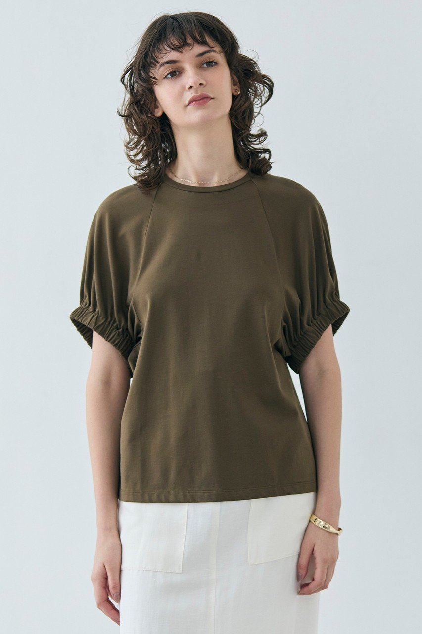 【ベイジ,/BEIGE,】のSTOCK(ストック)/オーガニックコットン半袖ギャザートップス 人気、トレンドファッション・服の通販 founy(ファニー) 　ファッション　Fashion　レディースファッション　Fashion for Women　トップス・カットソー　Cut & Sew Tops　シャツ・ブラウス・オフィスカジュアル　Elegant Blouses & Button-Ups　ロングTシャツ・Tシャツ　Longline T-Shirts & Tees　カットソー・ベーシックTシャツ　Cut-and-Sewn Tops / Stretch Tees & Basics　なめらか　Smooth, Silky Texture　エレガント 上品　Elegant　ギャザー　Gathered, Ruffled　ショート　Short, Short Length　シンプル　Simple, Minimal　スリーブ　Sleeve, Long Sleeve / Short Sleeve　半袖　Short Sleeve, Half Sleeve　other-7|ID: prp329100004488890 ipo3291000000035878843