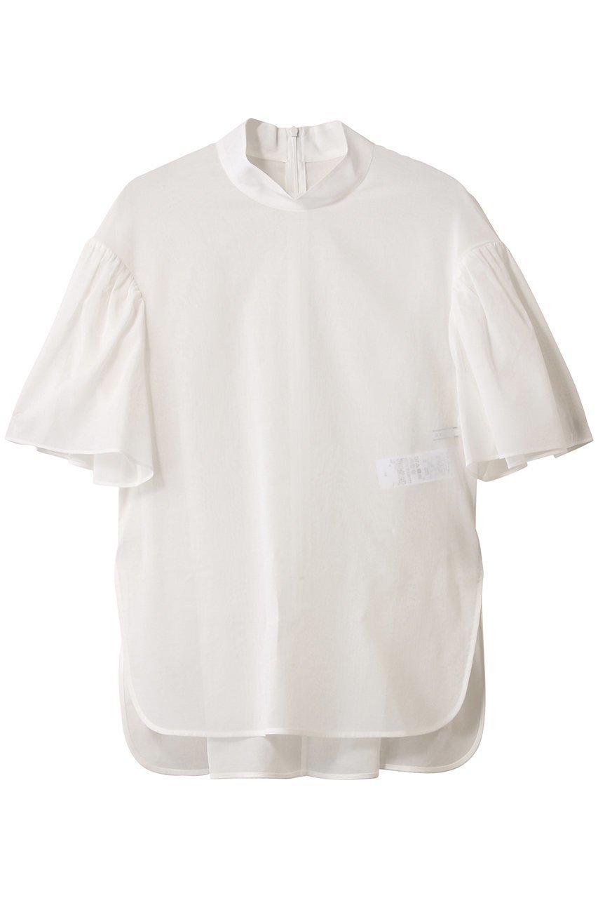 【ベイジ,/BEIGE,】のPLUMERIA(プルメリア)/コットンシアーパフスリーブブラウス 人気、トレンドファッション・服の通販 founy(ファニー) 　ファッション　Fashion　レディースファッション　Fashion for Women　トップス・カットソー　Cut & Sew Tops　シャツ・ブラウス・オフィスカジュアル　Elegant Blouses & Button-Ups　ショート　Short, Short Length　スタンド　Stand Collar, Upright Stand　スリーブ　Sleeve, Long Sleeve / Short Sleeve　デニム　Denim, Jeans Material　エレガント 上品　Elegant　 other-1|ID: prp329100004488892 ipo3291000000032836737