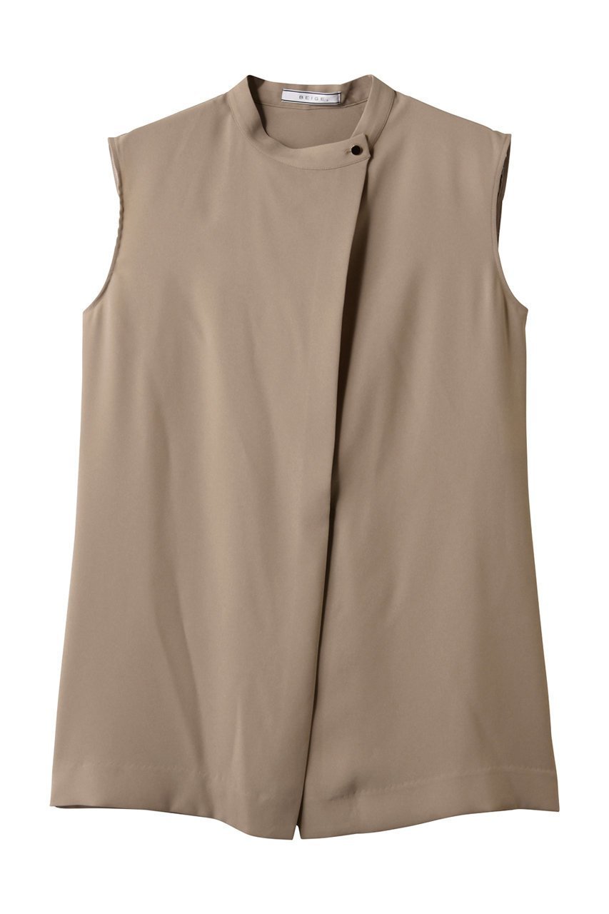 【ベイジ,/BEIGE,】のFLEUR(フルール)/フロントボタンノースリーブブラウス インテリア・キッズ・メンズ・レディースファッション・服の通販 founy(ファニー) 　ファッション　Fashion　レディースファッション　Fashion for Women　トップス・カットソー　Cut & Sew Tops　キャミソール&ノースリーブ　Camisoles & Sleeveless Tops　シャツ・ブラウス・オフィスカジュアル　Elegant Blouses & Button-Ups　ノースリーブ　Sleeveless, No-Sleeve　バランス　Balance, Style Balance　リュクス　Luxury, Elegant, High-End, Chic　Beige|ID: prp329100004488893 ipo3291000000032904930