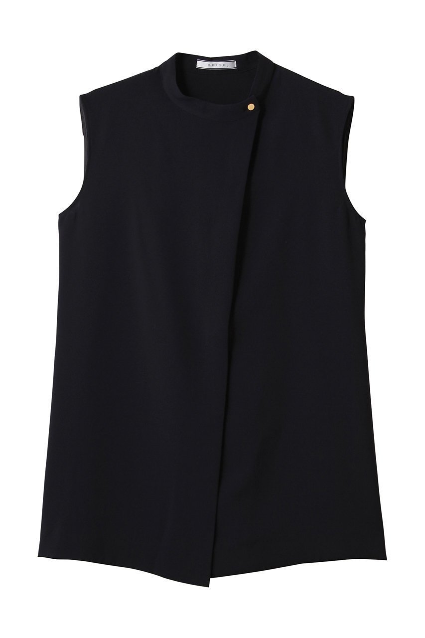 【ベイジ,/BEIGE,】のFLEUR(フルール)/フロントボタンノースリーブブラウス インテリア・キッズ・メンズ・レディースファッション・服の通販 founy(ファニー) 　ファッション　Fashion　レディースファッション　Fashion for Women　トップス・カットソー　Cut & Sew Tops　キャミソール&ノースリーブ　Camisoles & Sleeveless Tops　シャツ・ブラウス・オフィスカジュアル　Elegant Blouses & Button-Ups　ノースリーブ　Sleeveless, No-Sleeve　バランス　Balance, Style Balance　リュクス　Luxury, Elegant, High-End, Chic　Navy|ID: prp329100004488893 ipo3291000000035062803