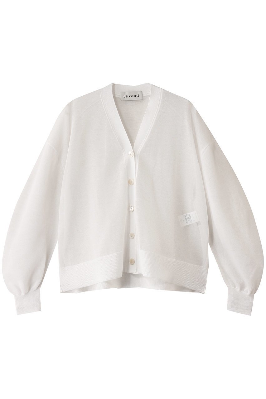 【デパリエ/DEPAREILLE】のシアーVネックカーディガン インテリア・キッズ・メンズ・レディースファッション・服の通販 founy(ファニー) 　ファッション　Fashion　レディースファッション　Fashion for Women　トップス・カットソー　Cut & Sew Tops　ニット　Knit Tops & Sweaters　カーディガン・羽織り　Layered Style Cardigans　Vネックトップス　V-Neck Tops / V-Cut Neckline Shirts　カーディガン　Cardigan, Knitwear　シアー　Sheer, See-Through　ベーシック　Basic, Essential　夏　Summer　ホワイト|ID: prp329100004488895 ipo3291000000035655486