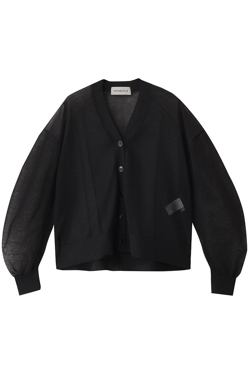 【デパリエ/DEPAREILLE】のシアーVネックカーディガン インテリア・キッズ・メンズ・レディースファッション・服の通販 founy(ファニー) 　ファッション　Fashion　レディースファッション　Fashion for Women　トップス・カットソー　Cut & Sew Tops　ニット　Knit Tops & Sweaters　カーディガン・羽織り　Layered Style Cardigans　Vネックトップス　V-Neck Tops / V-Cut Neckline Shirts　カーディガン　Cardigan, Knitwear　シアー　Sheer, See-Through　ベーシック　Basic, Essential　夏　Summer　ブラック|ID: prp329100004488895 ipo3291000000035655491