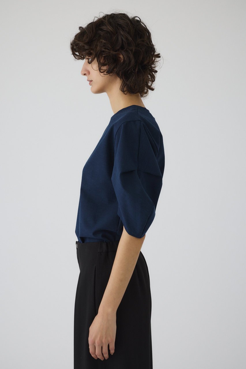 【リムアーク/RIM.ARK】のTuck sleeve design cut tops/トップス 人気、トレンドファッション・服の通販 founy(ファニー) 　ファッション　Fashion　レディースファッション　Fashion for Women　トップス・カットソー　Cut & Sew Tops　シャツ・ブラウス・オフィスカジュアル　Elegant Blouses & Button-Ups　ロングTシャツ・Tシャツ　Longline T-Shirts & Tees　カットソー・ベーシックTシャツ　Cut-and-Sewn Tops / Stretch Tees & Basics　おすすめ　Recommended / Our Picks　ショート　Short, Short Length　ストレッチ　Stretch, Stretchy Fabric　スリーブ　Sleeve, Long Sleeve / Short Sleeve　ネップ　Nepp, Slub Yarn　リネン　Linen, Linen Fabric　ワーク　Workwear, Utility Style　other-5|ID: prp329100004488904 ipo3291000000032888713
