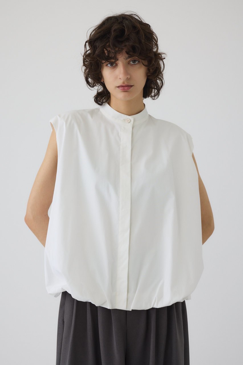 【リムアーク/RIM.ARK】のTuck balloon box SH/シャツ 人気、トレンドファッション・服の通販 founy(ファニー) 　ファッション　Fashion　レディースファッション　Fashion for Women　トップス・カットソー　Cut & Sew Tops　キャミソール&ノースリーブ　Camisoles & Sleeveless Tops　シャツ・ブラウス・オフィスカジュアル　Elegant Blouses & Button-Ups　スタンド　Stand Collar, Upright Stand　ノースリーブ　Sleeveless, No-Sleeve　バルーン　Balloon, Balloon Silhouette　 other-1|ID: prp329100004488905 ipo3291000000032836468