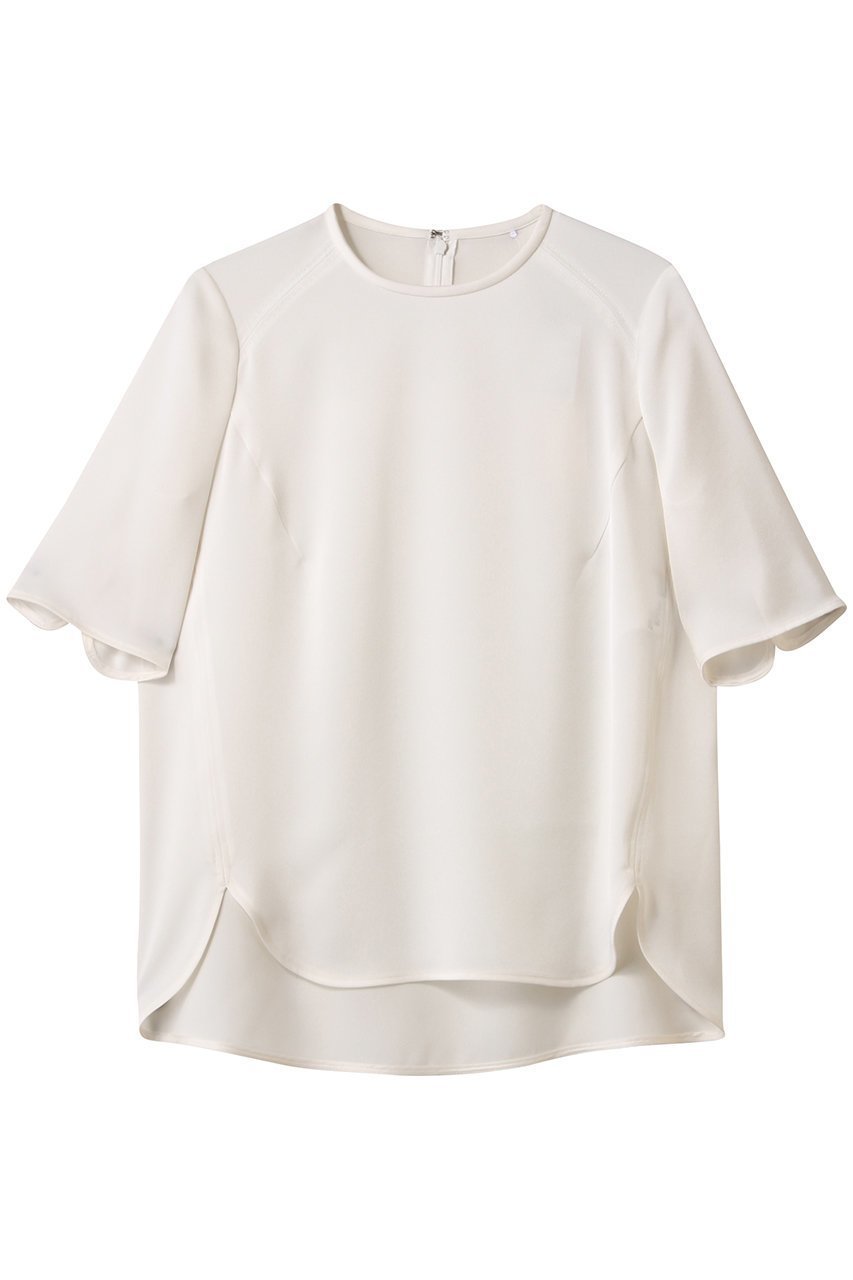 【デザイン ワークス/DESIGN WORKS】のベーシックTブラウス インテリア・キッズ・メンズ・レディースファッション・服の通販 founy(ファニー) 　ファッション　Fashion　レディースファッション　Fashion for Women　トップス・カットソー　Cut & Sew Tops　シャツ・ブラウス・オフィスカジュアル　Elegant Blouses & Button-Ups　ショート　Short, Short Length　スリット　Slit, Slit Detail　スリーブ　Sleeve, Long Sleeve / Short Sleeve　ベーシック　Basic, Essential　アイボリー|ID: prp329100004490686 ipo3291000000035366679