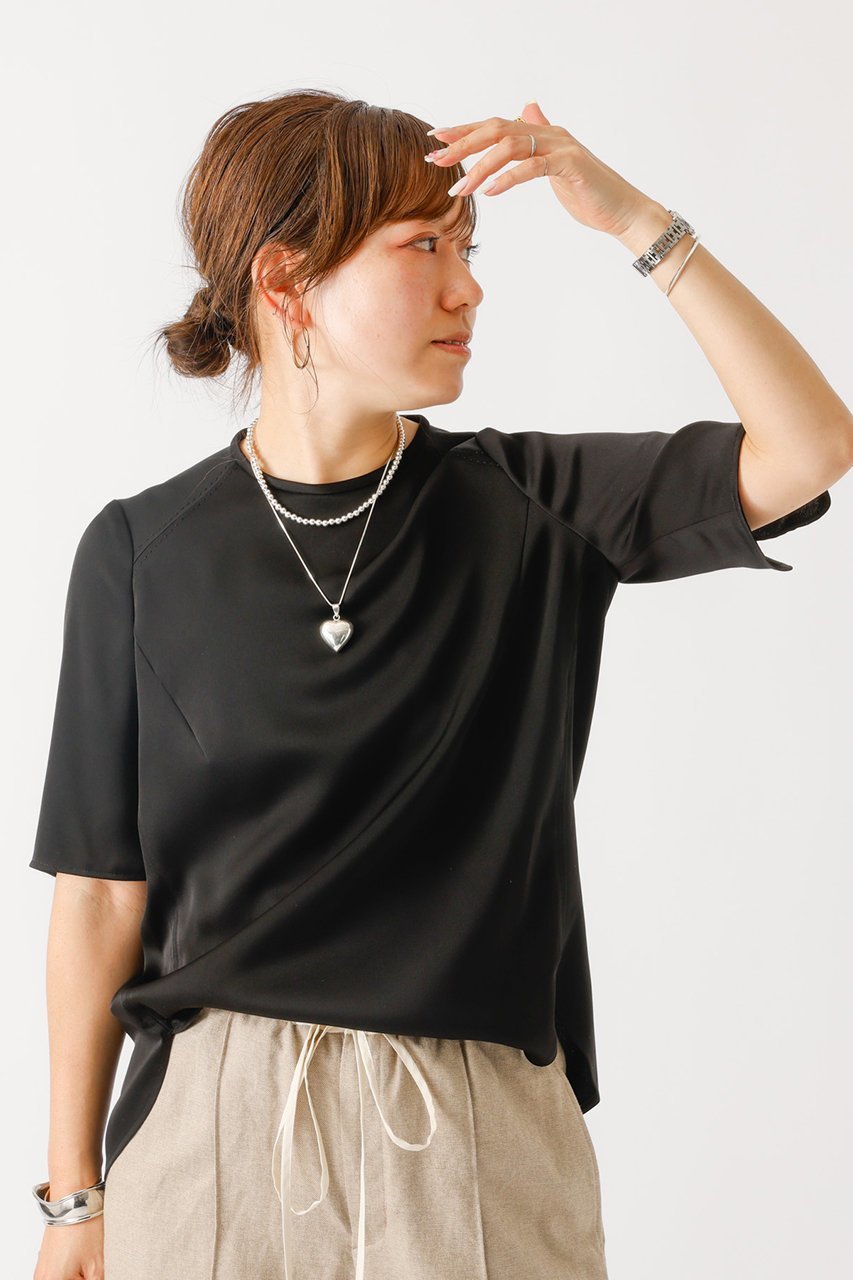 【デザイン ワークス/DESIGN WORKS】のベーシックTブラウス 人気、トレンドファッション・服の通販 founy(ファニー) 　ファッション　Fashion　レディースファッション　Fashion for Women　トップス・カットソー　Cut & Sew Tops　シャツ・ブラウス・オフィスカジュアル　Elegant Blouses & Button-Ups　ショート　Short, Short Length　スリット　Slit, Slit Detail　スリーブ　Sleeve, Long Sleeve / Short Sleeve　ベーシック　Basic, Essential　other-6|ID: prp329100004490686 ipo3291000000035739162