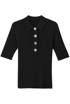 【デザイン ワークス/DESIGN WORKS】のワイドリブポロニット ブラック|ID: prp329100004490687 ipo3291000000032811613