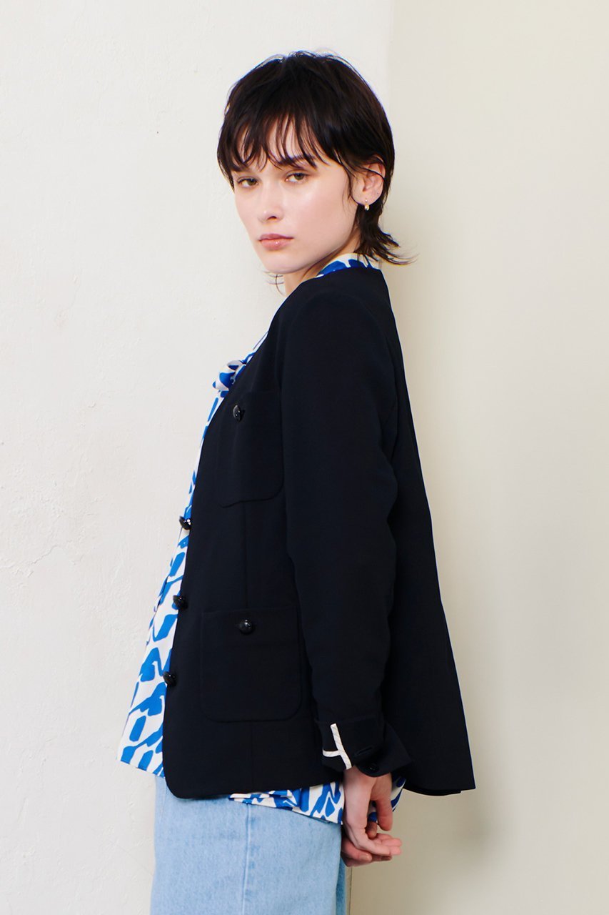 【アルアバイル/allureville】のレノクロスノーカラーポケットジャケット 人気、トレンドファッション・服の通販 founy(ファニー) 　ファッション　Fashion　レディースファッション　WOMEN　アウター　Coat Outerwear　ジャケット　Jackets　シンプル　Simple　ジャケット　Jacket　フロント　Front　ポケット　Pocket　メッシュ　Mesh　エレガント 上品　Elegant　夏　Summer　other-8|ID: prp329100004490694 ipo3291000000032025184