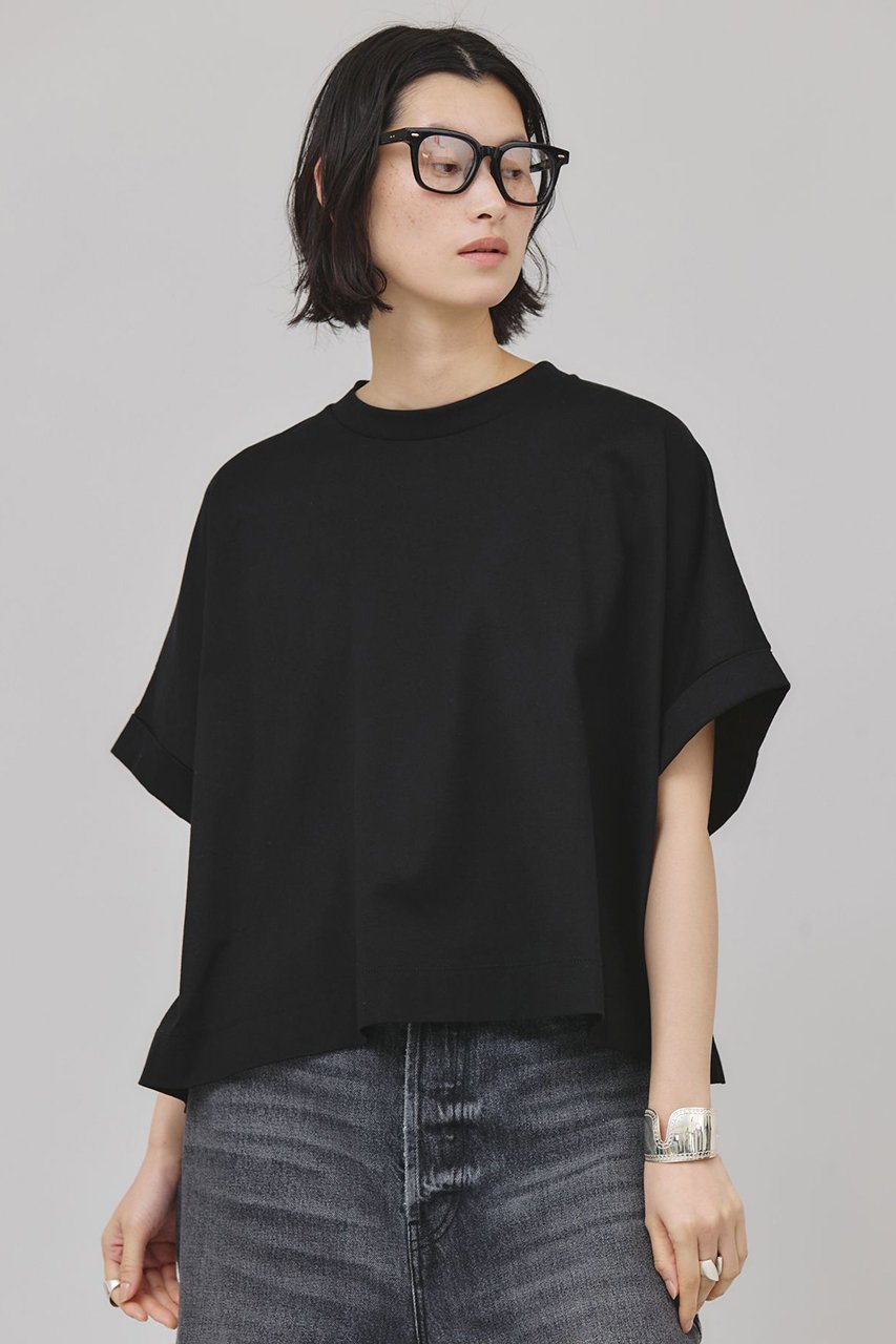 【カレンソロジー/Curensology】のワイドボクシーTシャツ インテリア・キッズ・メンズ・レディースファッション・服の通販 founy(ファニー) ファッション Fashion レディースファッション Fashion for Women トップス・カットソー Cut & Sew Tops シャツ・ブラウス・オフィスカジュアル Elegant Blouses & Button-Ups ロングTシャツ・Tシャツ Longline T-Shirts & Tees カットソー・ベーシックTシャツ Cut-and-Sewn Tops / Stretch Tees & Basics ショート Short, Short Length スリーブ Sleeve, Long Sleeve / Short Sleeve ワイド Wide, Wide Fit 日本製 Made In Japan ブラック|ID: prp329100004490715 ipo3291000000035488171