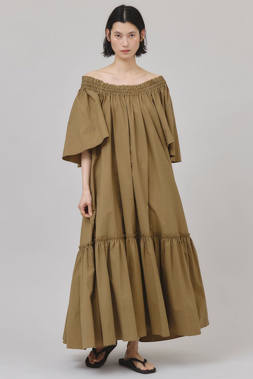 【カレンソロジー/Curensology】のオフショルダーワンピース 人気、トレンドファッション・服の通販 founy(ファニー) 　ファッション　Fashion　レディースファッション　Fashion for Women　ワンピース　Dresses　チュニック　Tunic Tops & Dresses　オフショルダーワンピース・ドレス　Off-Shoulder Dresses / Bardot Style Dresses　シャーリング　Shirring, Ruched　タイプライター　Typewriter Fabric, Crisp Cotton　チュニック　Tunic, Long Top　ロング　Long, Long-Length　ワッシャー　Washer, Crinkled Finish　定番　Standard, Basic Item　日本製　Made In Japan　other-2|ID: prp329100004490717 ipo3291000000032811660