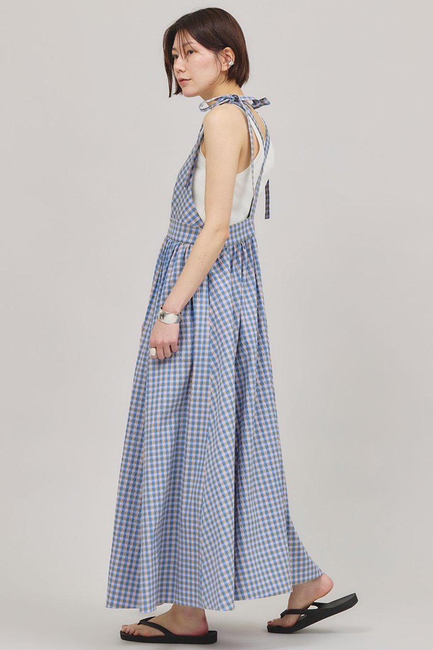 【カレンソロジー/Curensology】のギンガムチェックワンピース 人気、トレンドファッション・服の通販 founy(ファニー) 　ファッション　Fashion　レディースファッション　Fashion for Women　ワンピース　Dresses　チュニック　Tunic Tops & Dresses　エレガント 上品　Elegant　ギンガム　Gingham, Gingham Fabric　サマー　Summer, Summer Style　ストレッチ　Stretch, Stretchy Fabric　チェック　Check, Plaid, Tartan　チュニック　Tunic, Long Top　トレンド　Trend, Trending Now　ドレス　Dress, One-Piece　リボン　Ribbon, Bow　ロング　Long, Long-Length　日本製　Made In Japan　other-3|ID: prp329100004490718 ipo3291000000032811668