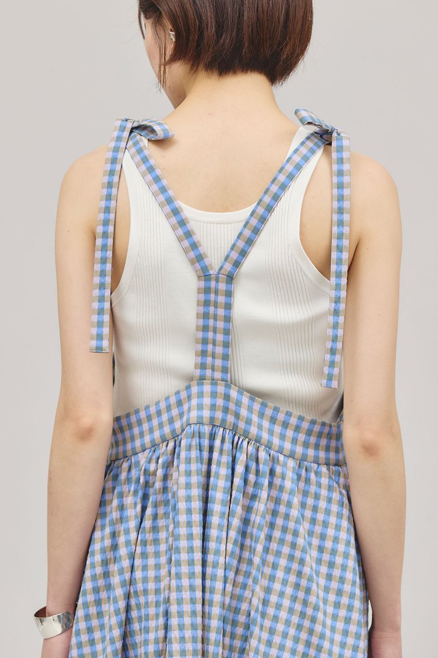 【カレンソロジー/Curensology】のギンガムチェックワンピース 人気、トレンドファッション・服の通販 founy(ファニー) 　ファッション　Fashion　レディースファッション　Fashion for Women　ワンピース　Dresses　チュニック　Tunic Tops & Dresses　エレガント 上品　Elegant　ギンガム　Gingham, Gingham Fabric　サマー　Summer, Summer Style　ストレッチ　Stretch, Stretchy Fabric　チェック　Check, Plaid, Tartan　チュニック　Tunic, Long Top　トレンド　Trend, Trending Now　ドレス　Dress, One-Piece　リボン　Ribbon, Bow　ロング　Long, Long-Length　日本製　Made In Japan　other-5|ID: prp329100004490718 ipo3291000000032811670