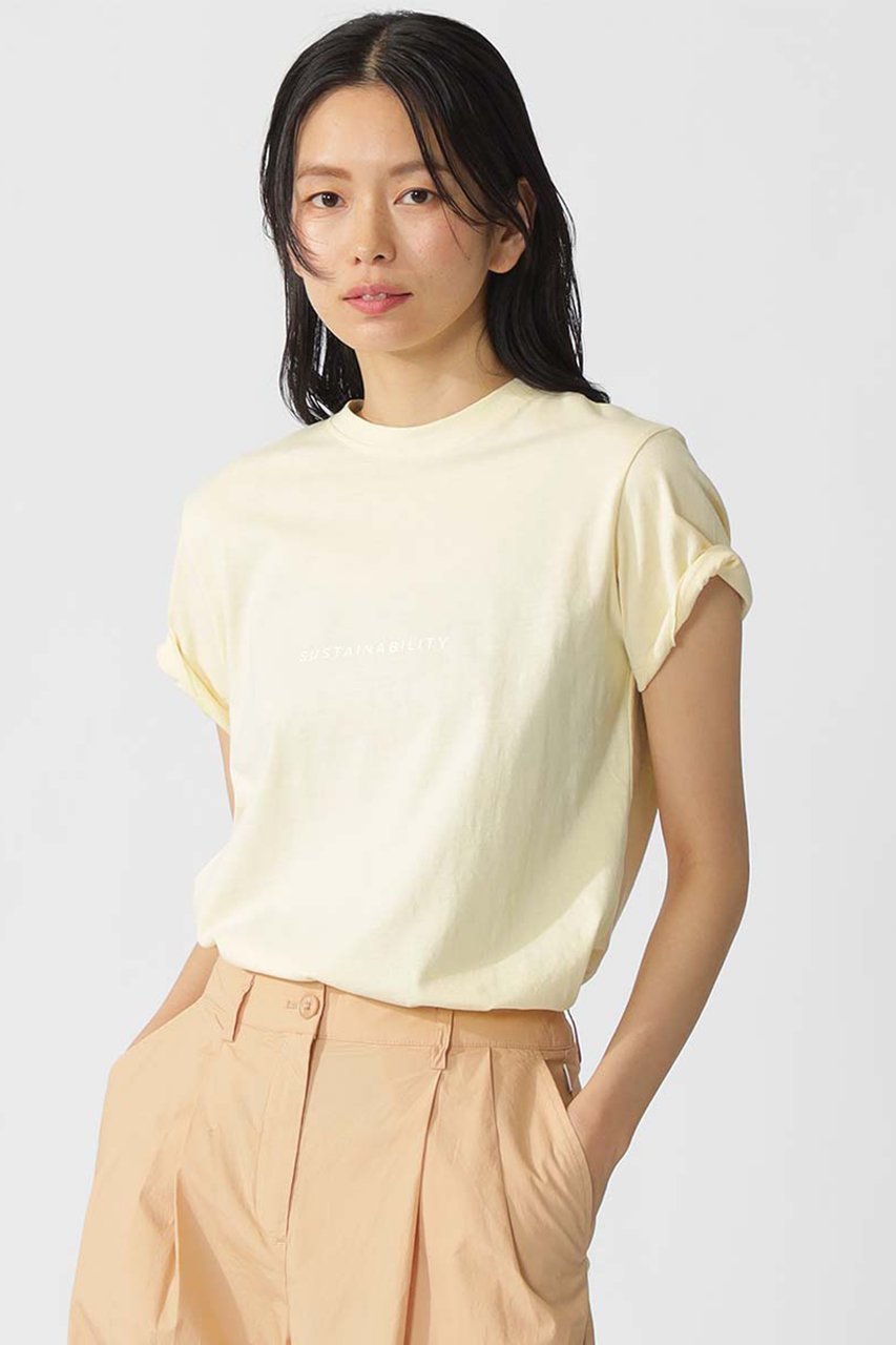 【エコアルフ/ECOALF】のSALCE Tシャツ / SALCEALF T-SHIRT WOMAN インテリア・キッズ・メンズ・レディースファッション・服の通販 founy(ファニー) 　ファッション　Fashion　レディースファッション　Fashion for Women　トップス・カットソー　Cut & Sew Tops　シャツ・ブラウス・オフィスカジュアル　Elegant Blouses & Button-Ups　ロングTシャツ・Tシャツ　Longline T-Shirts & Tees　カットソー・ベーシックTシャツ　Cut-and-Sewn Tops / Stretch Tees & Basics　なめらか　Smooth, Silky Texture　オーガニック　Organic Cotton　ショート　Short, Short Length　スリーブ　Sleeve, Long Sleeve / Short Sleeve　プリント　Print, Printed Pattern　イエロー|ID: prp329100004492285 ipo3291000000035891352